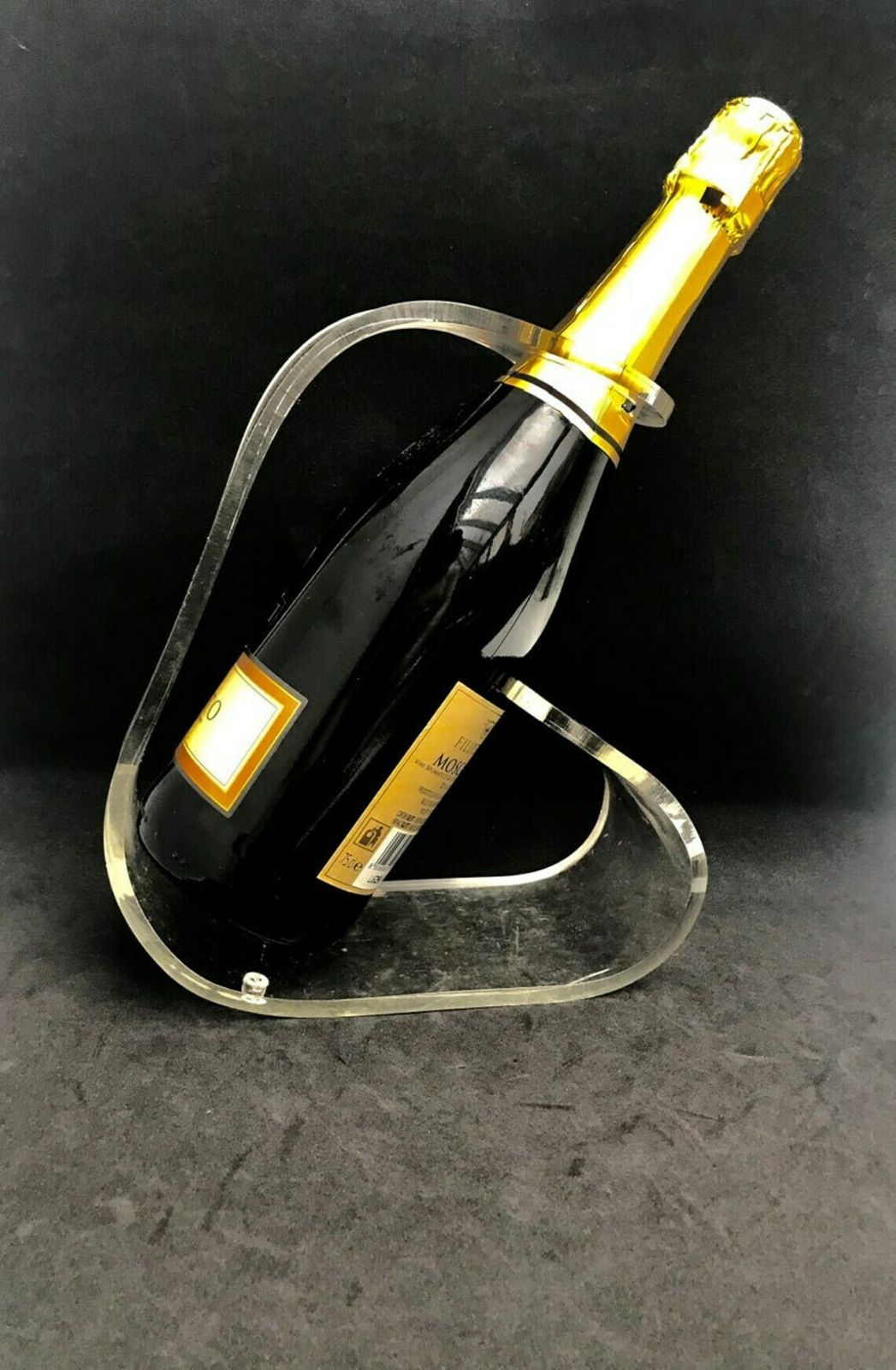 Wine Bottle Holder Vintage 70s Clear Acrylic Lucite Mod Design By Emson Mid Century Design 70s Single Rack Wine Bottle Beverage Display photo for sale