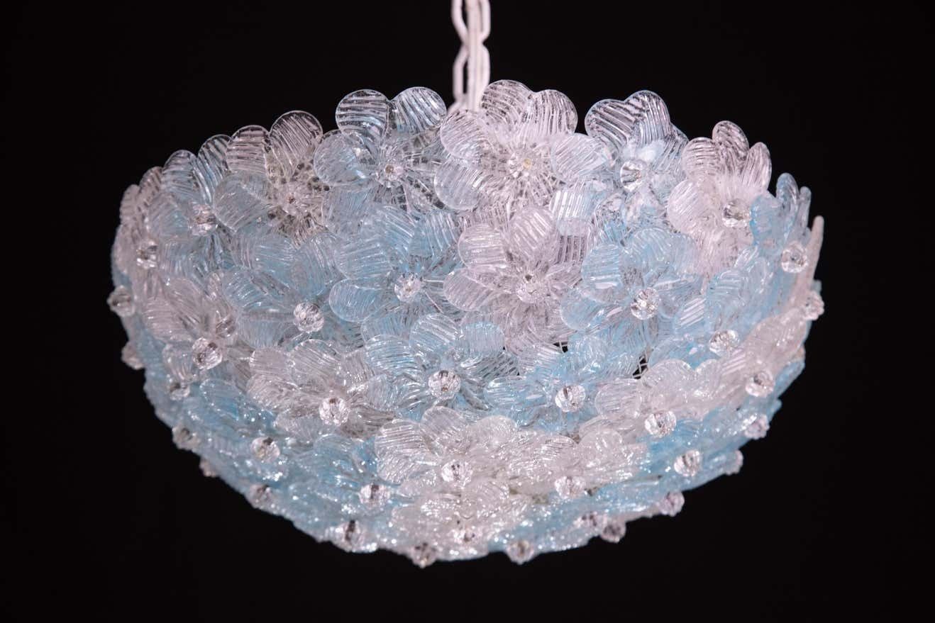Murano Flush Mount Flower And Metal By Seguso For Venini, Italy, 1960s photo vintage