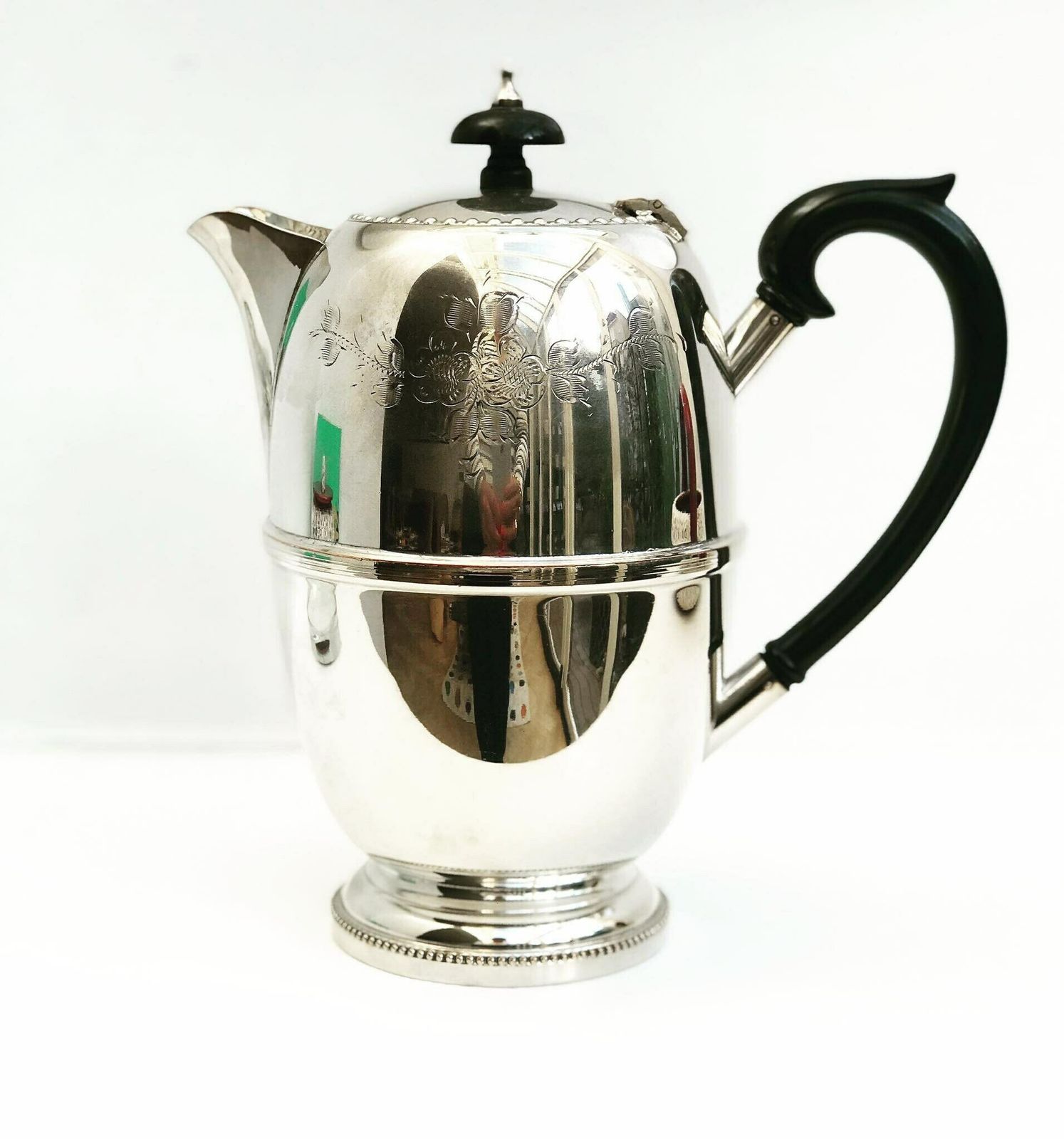 Victoriaanse Theepot Of Koffiepot, Verzilverd, Antiek, Georgische Revival, Cadeau, Gegraveerde Theepot photo furniture