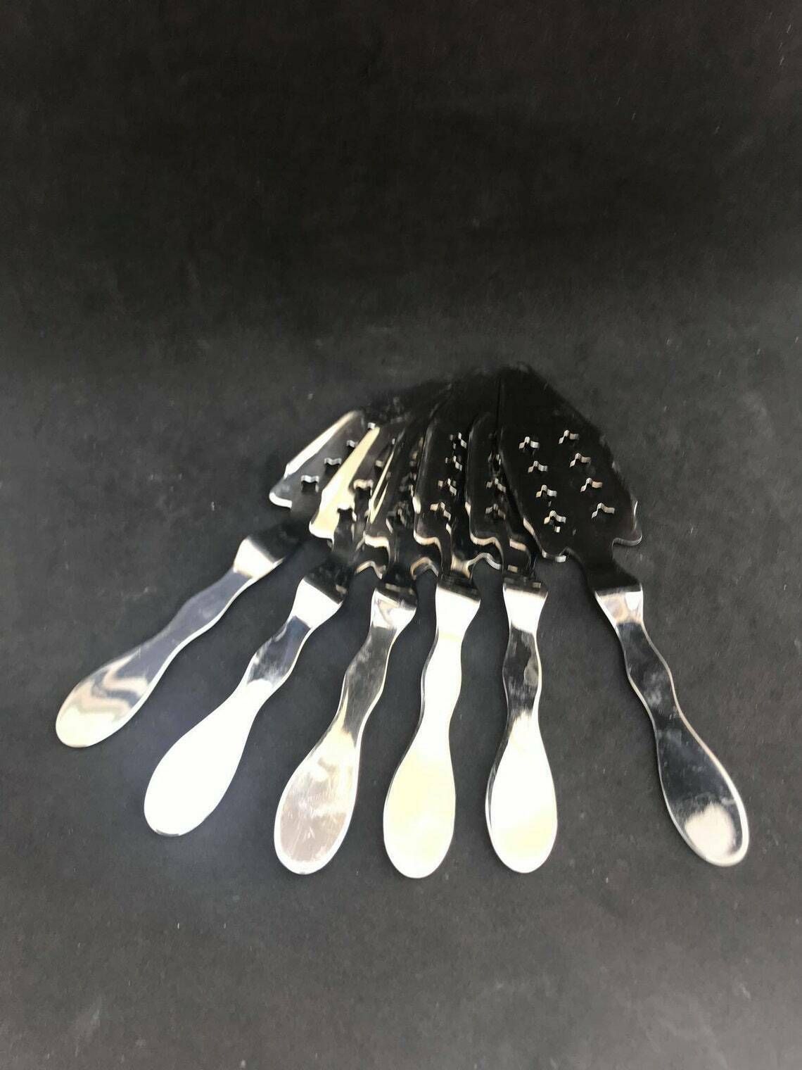Absintlepel Antiek Frans Bistro Absinthiana Set Van 6 Drankaccessoires Vintage Franse Baraccessoires Barcart Decoratie Cadeau Bartender Tools photo furniture