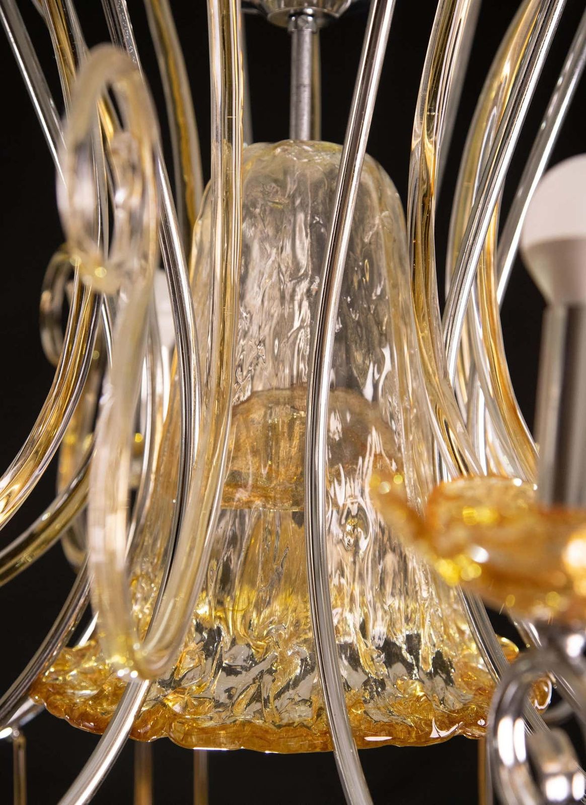 photo for sale Spectacular Murano Amber Chandelier, 8 Arms, 1980s