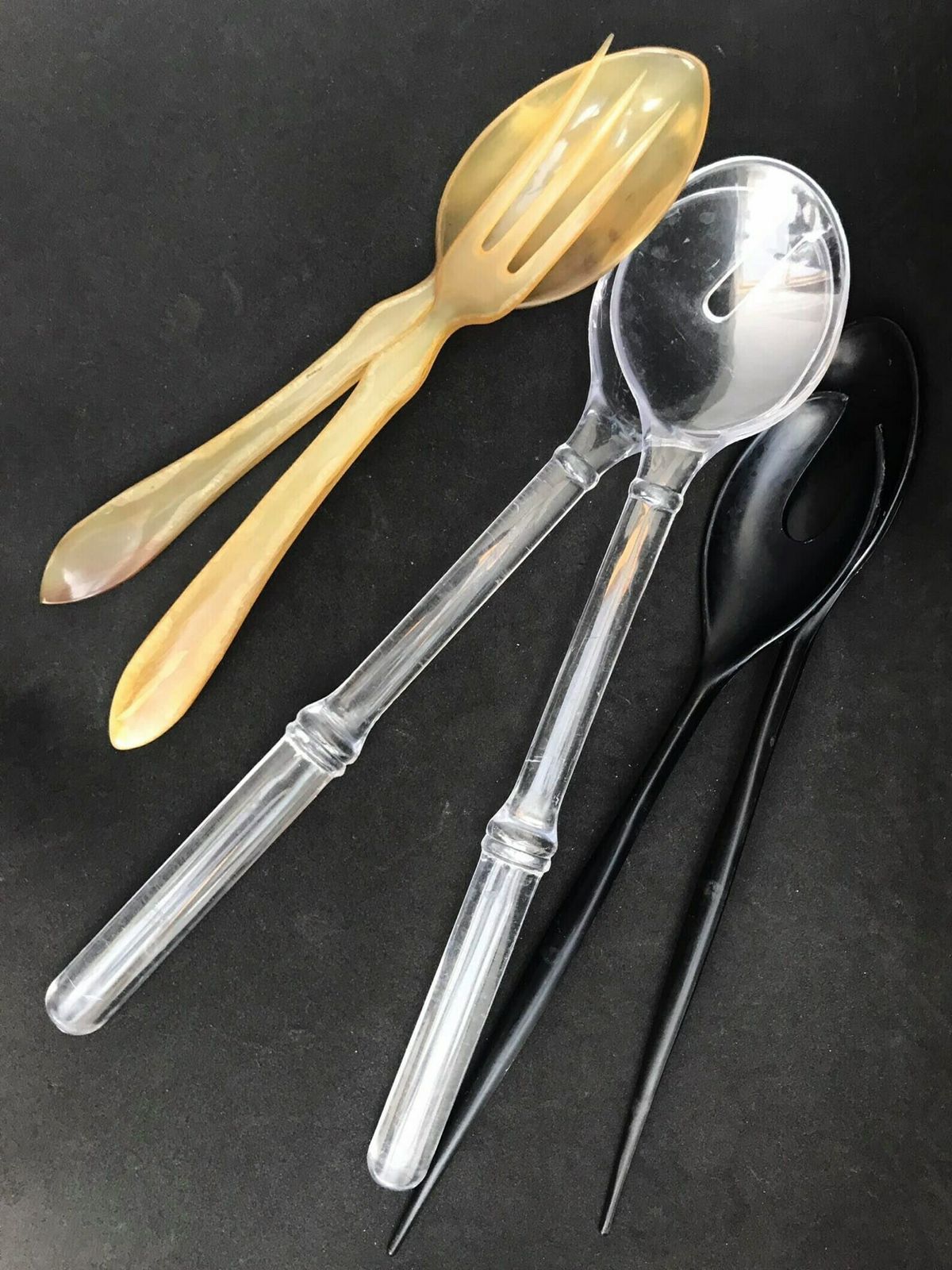 photo for sale Saladecouvert Lepel Vork Salade Frans, Hoorn Vork En Lepel, Serveercouvert, Jaren '40 Buffetserver Diner Serveerset Cadeau Voor Gastvrouw