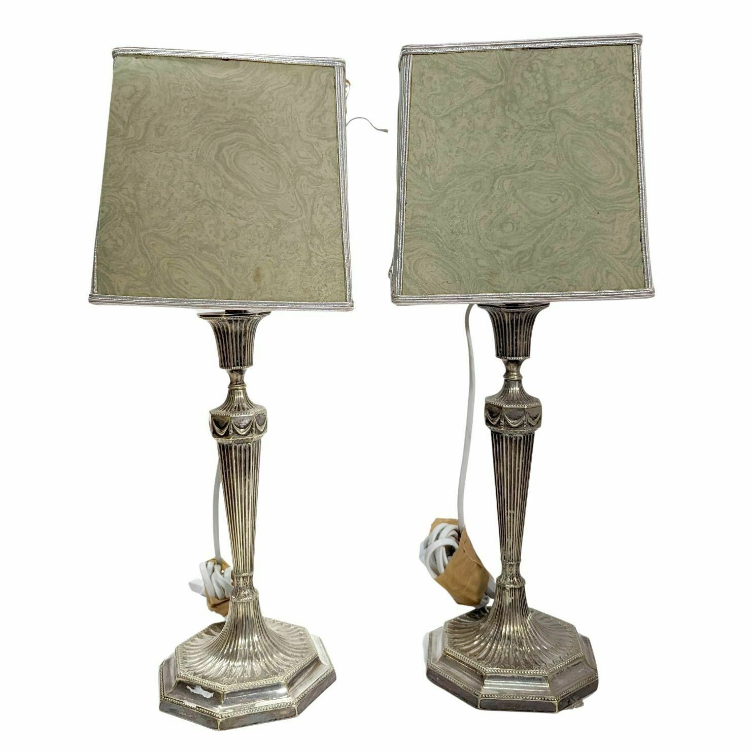 Pair Of English 19th Century Silver Metal Lamps photo furniture