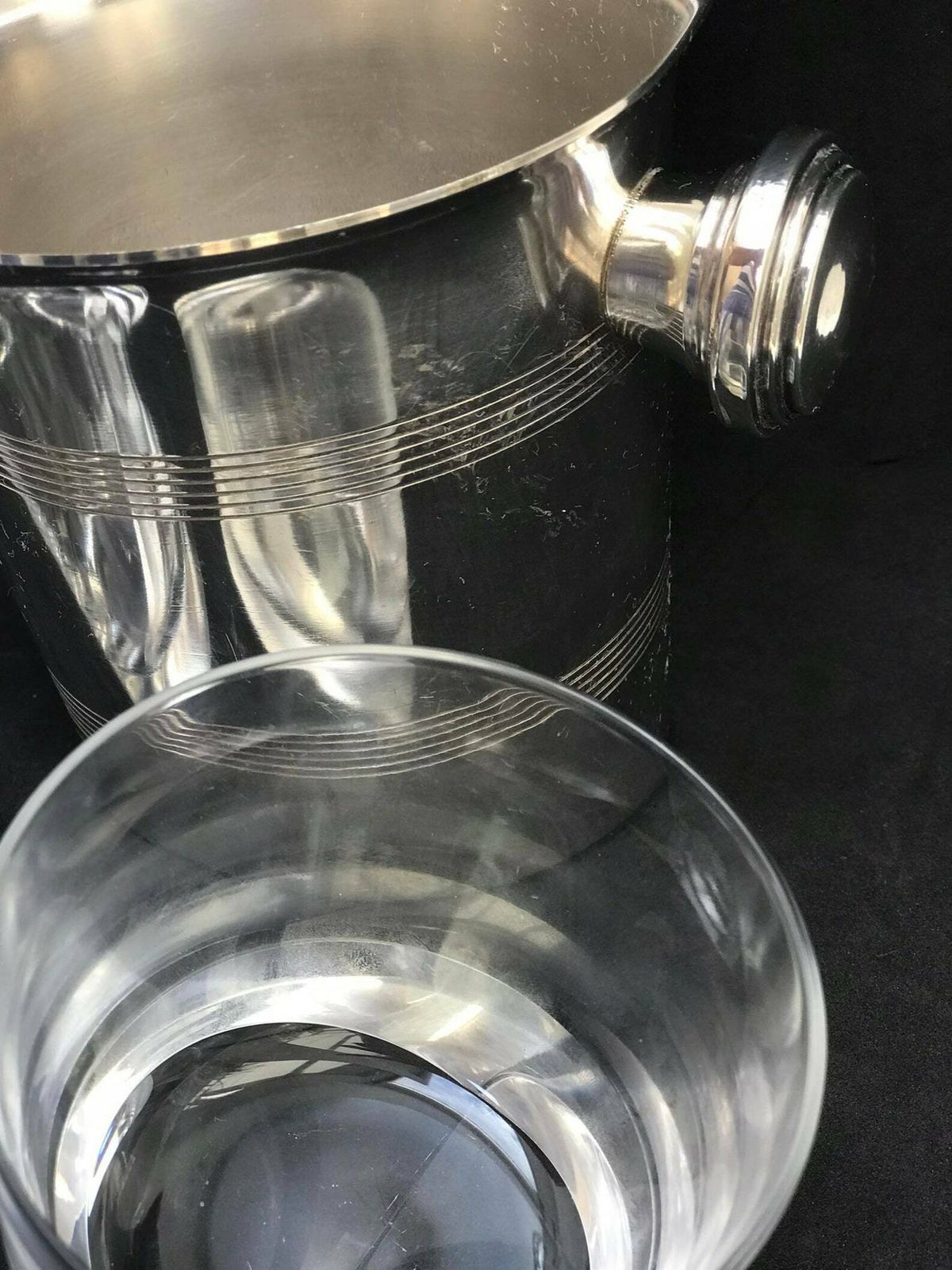 Whisky Glass Set Of 2 Ice Bucket Sliding Heavy Cristal Cut Scotch Drink Glasses Whisky Bourbon Vintage Gift For Him Dad Gift Boss Bar Cart photo vinterior