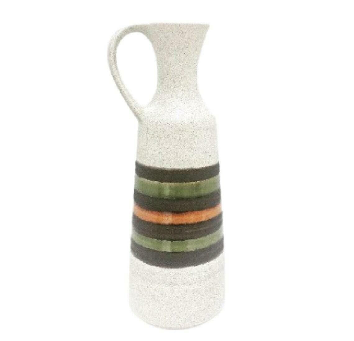 West Germany Pottery Vase By Dumler And Breiden Form Mid Century Green Gray Orange Pottery Ceramic 1960s 1970s Pitcher With Handle Mcm