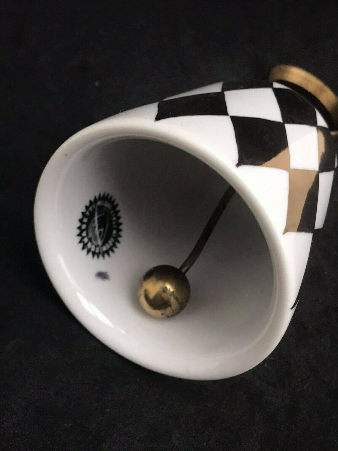 Fornasetti Original Porcelain Table Bell Golden Trim Desk Decor Italian Design Ornament Gift For Him photo Home Decor