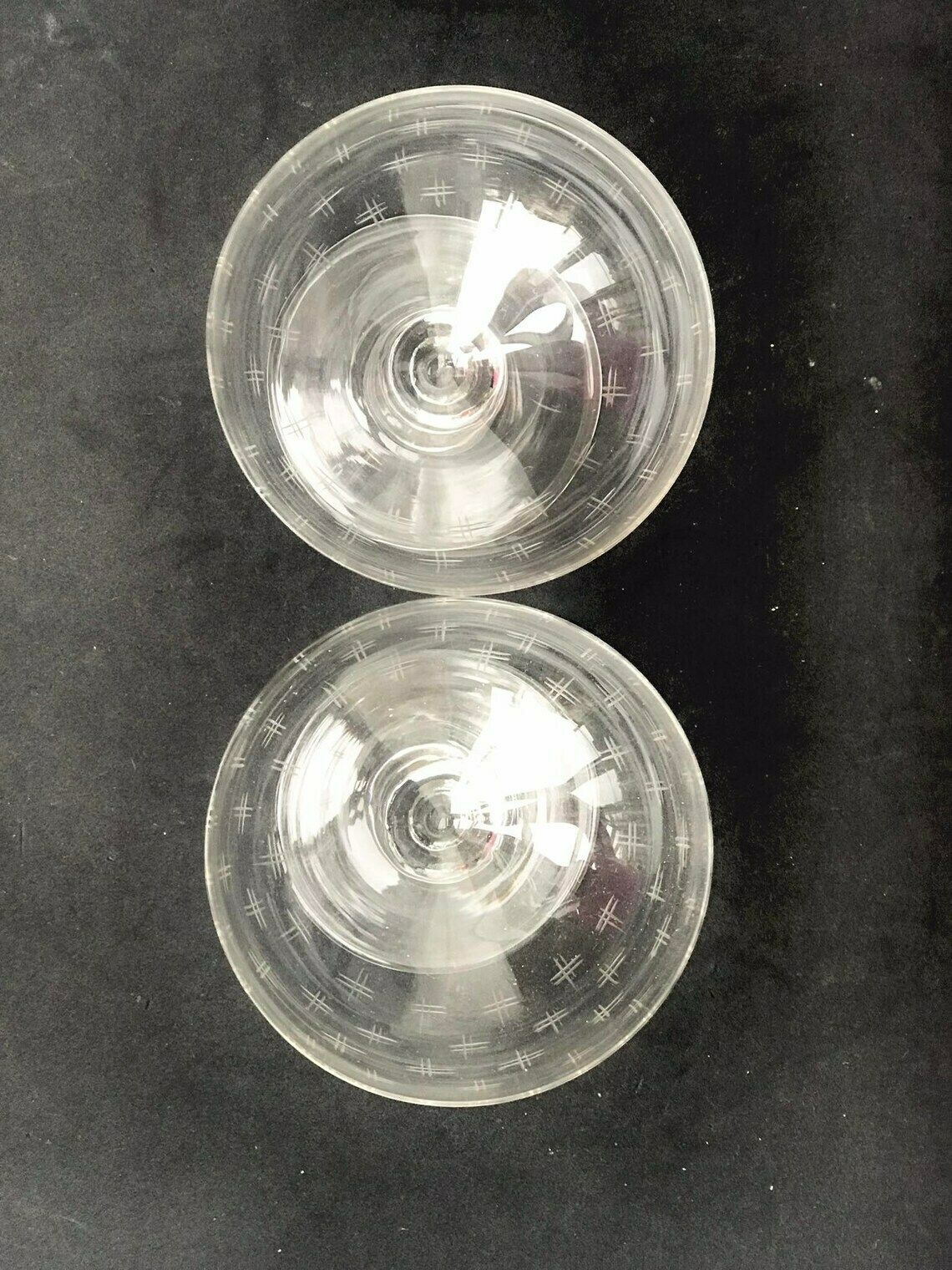 2 Antique Champagne Coupes Glasses Crystal Cut Coupes 1920s French Set 2 Stem Bar Cart Decor Wedding Bartender Cocktail Glasses Gift photo vinterior