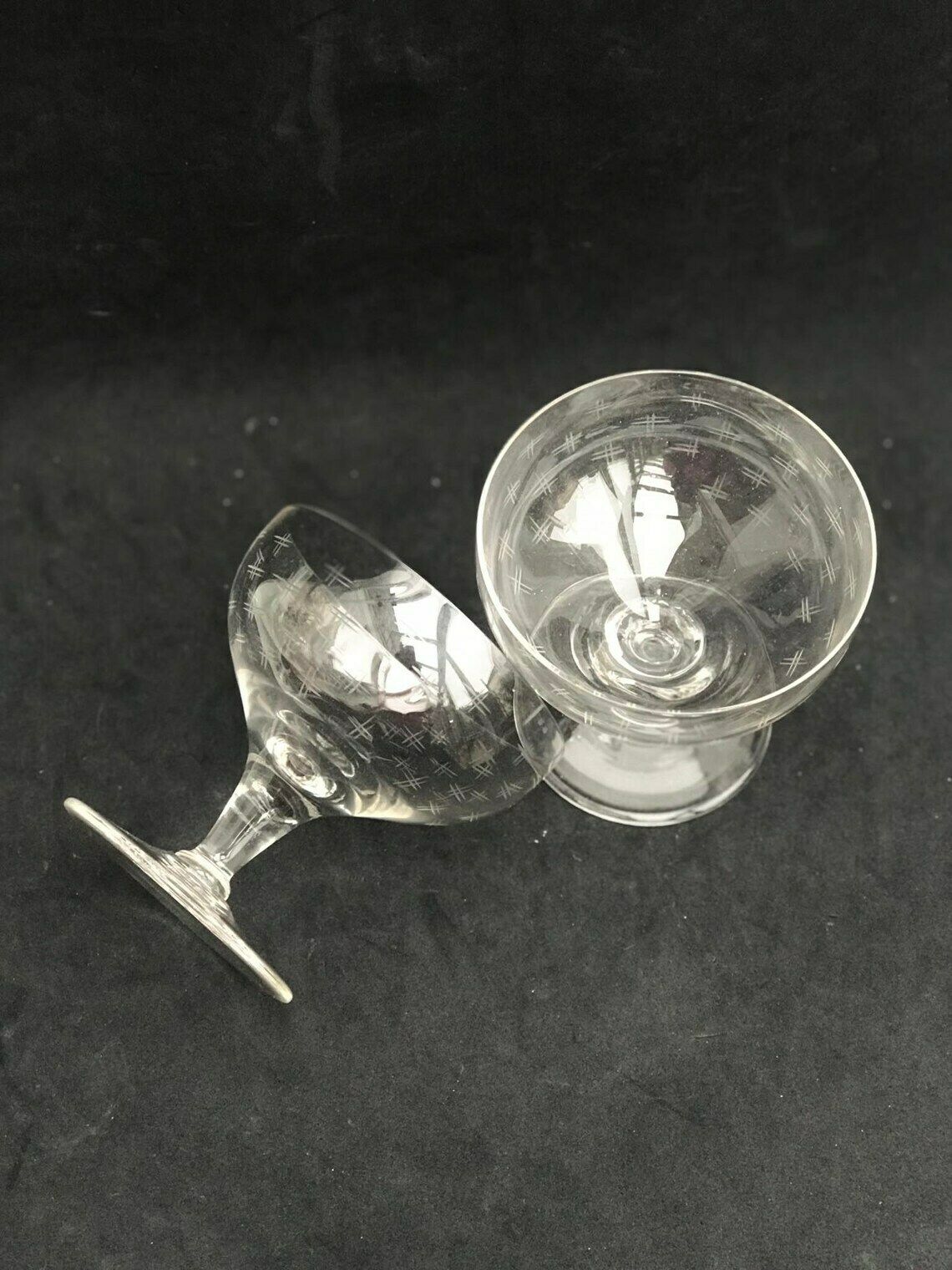 2 Antique Champagne Coupes Glasses Crystal Cut Coupes 1920s French Set 2 Stem Bar Cart Decor Wedding Bartender Cocktail Glasses Gift photo vintage