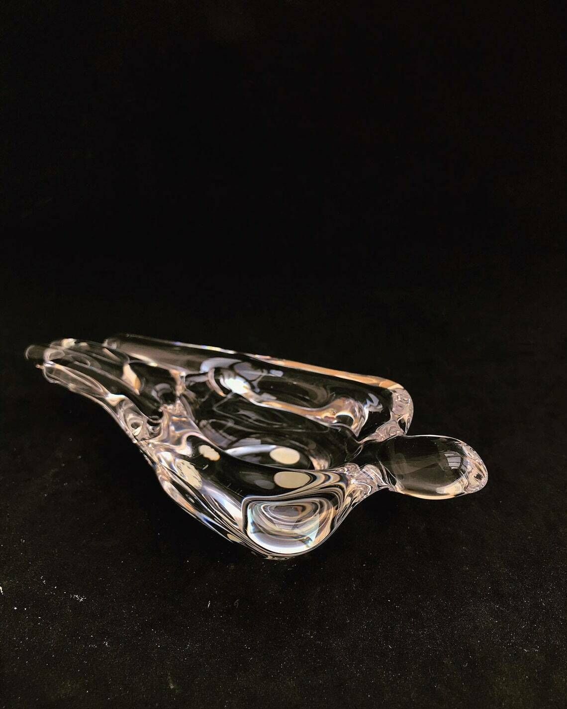 Ashtray Paperweight Bowl Bird Shaped Heavy Crystal Cigar Ashtray By Art Vannes France Art Glass Dove Clear Gift For Her Wedding Gift