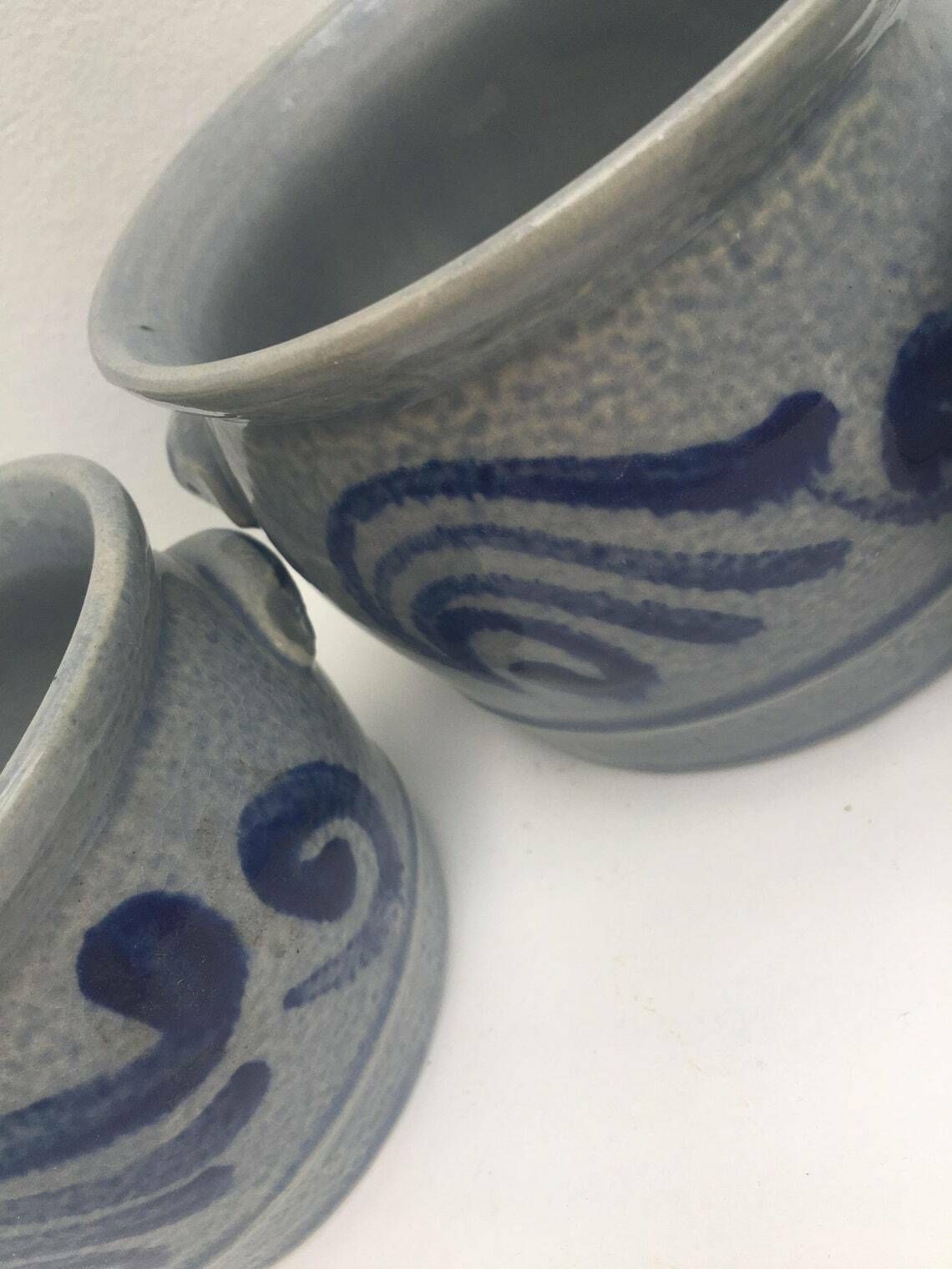 photo furniture Westerwald Salt Glazed Cobalt Blue Set 3 Plant Pot Indoor Grey Plant Pot Cache Pot Outdoor Pottery, Blue Cobalt Grey Ceramic Stoneware.