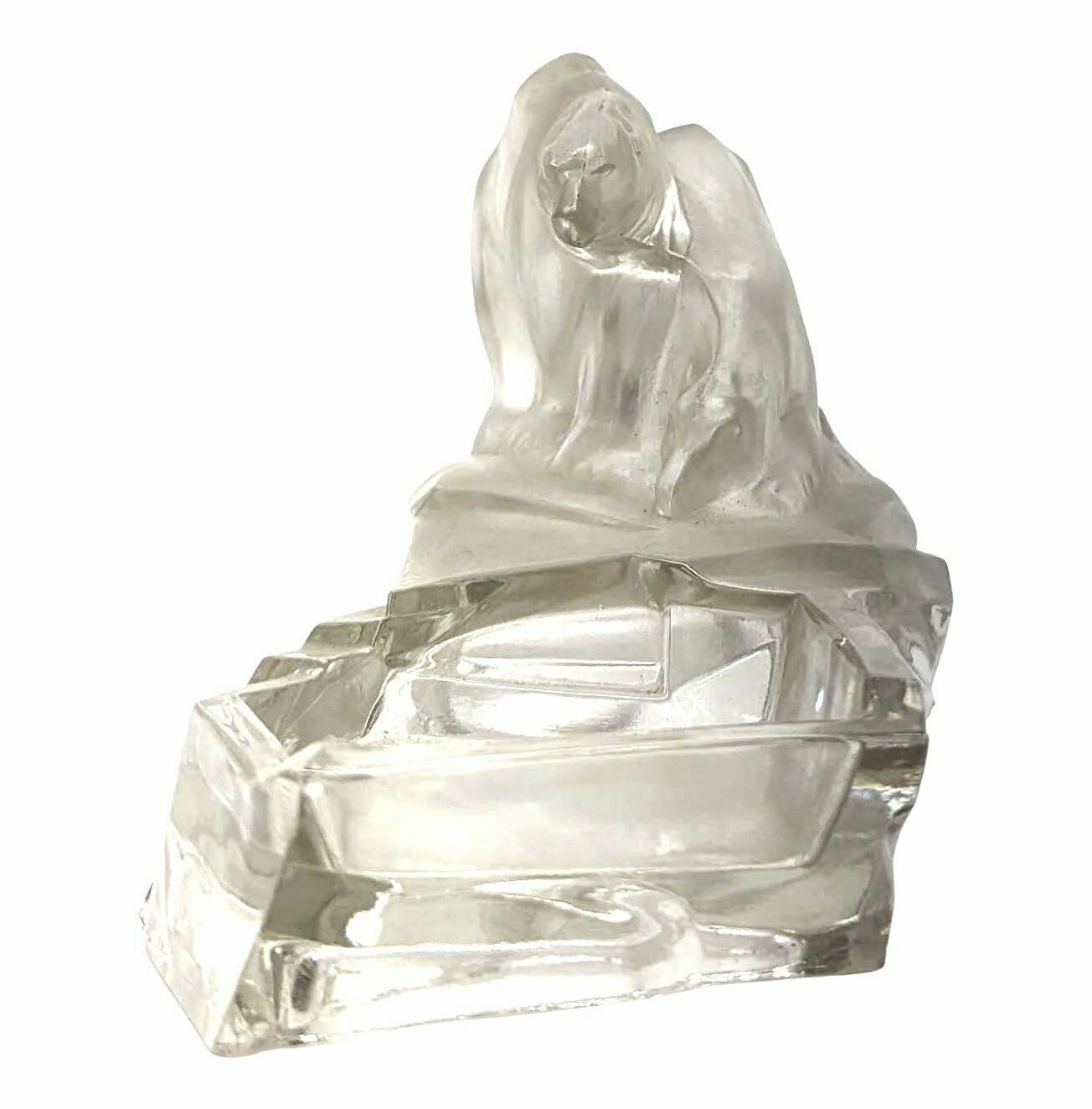 Stylized 1930 Bear Sculpture In Frosted Glass From The 1930s photo Art