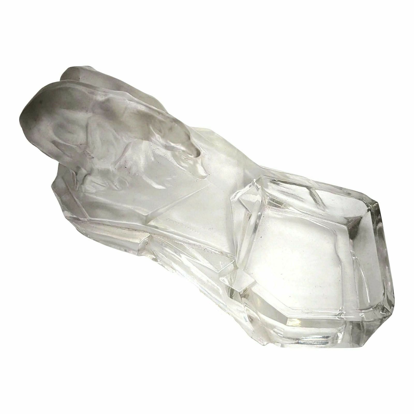 Stylized 1930 Bear Sculpture In Frosted Glass From The 1930s photo vintage