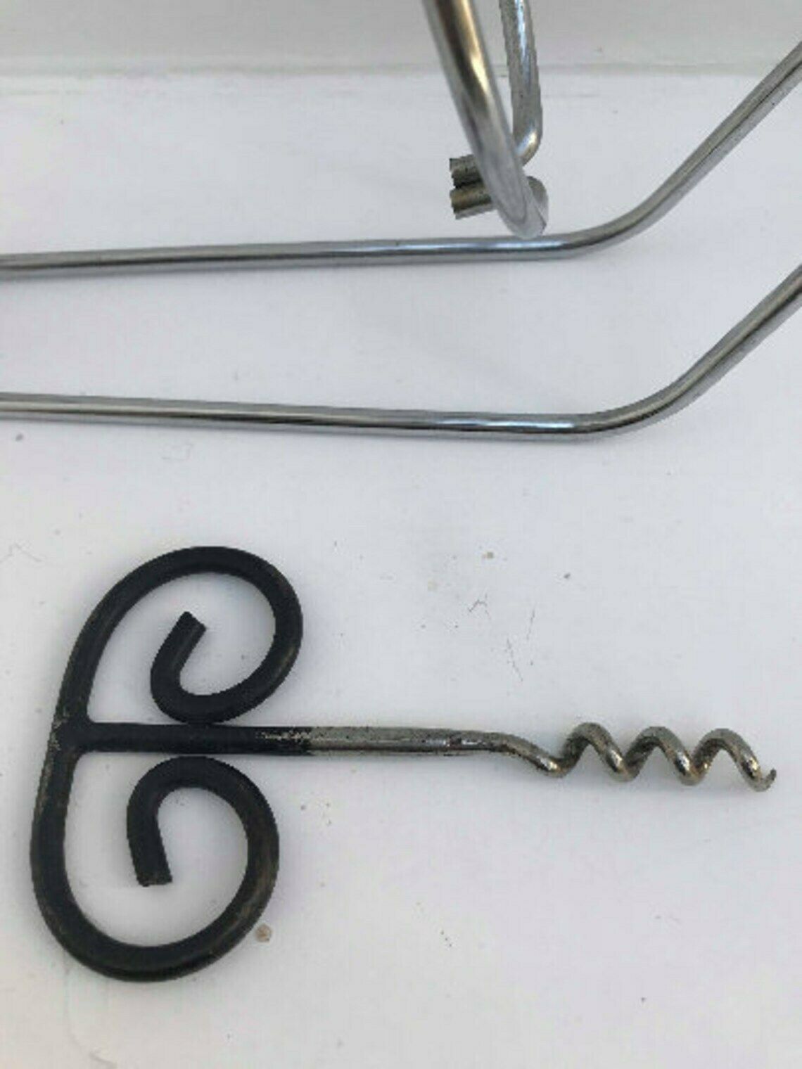 photo for sale Wine Cradle Bottle Holder Wire Metal Wine Holder And Bottle Opener Corkscrew Wire Mid Century Bar Accessories, Gift For Him Bar Tools