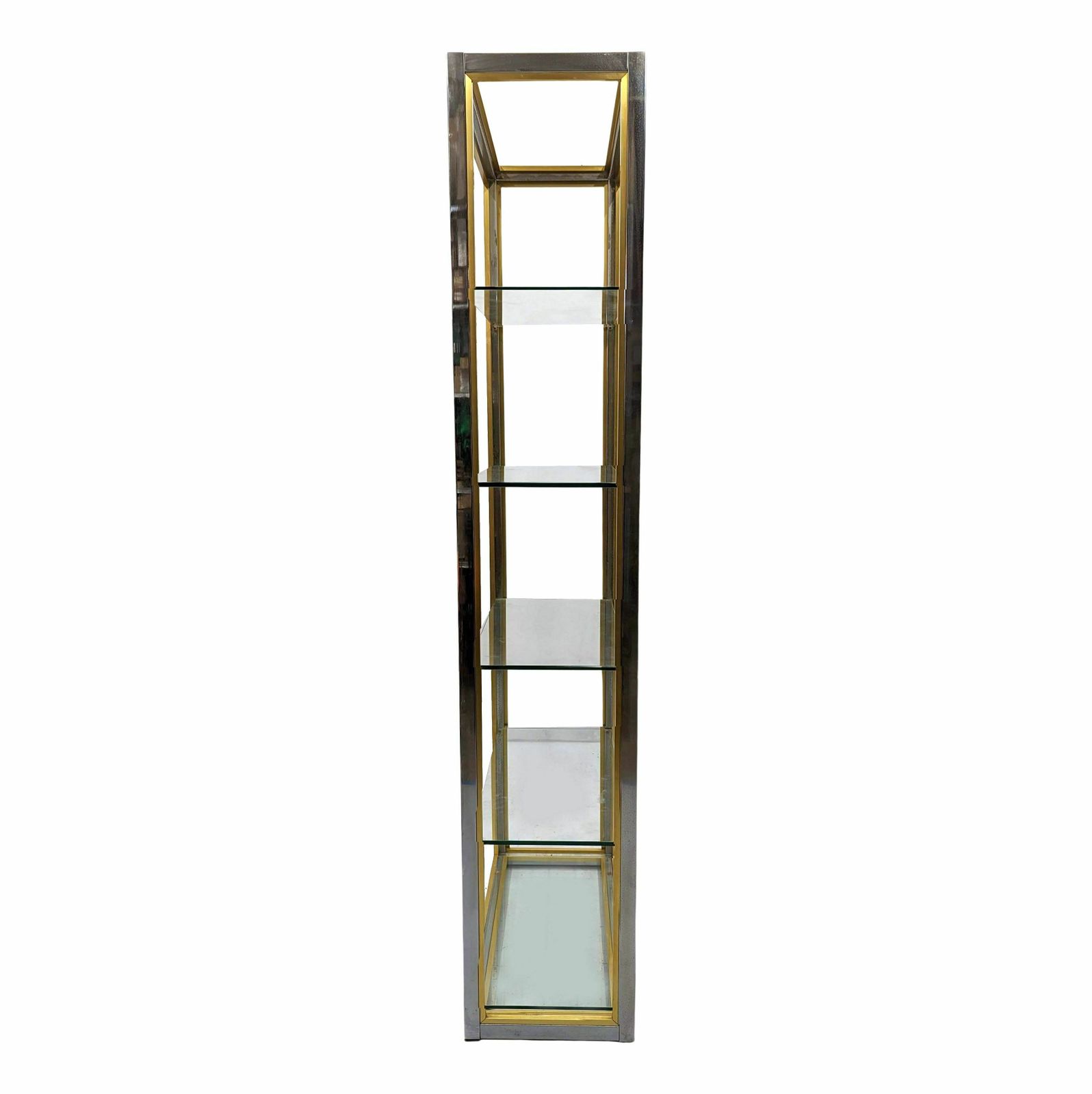 Renato Zevi Pair Of Vintage Design Shelves 1970 Chrome And Gold photo Furniture