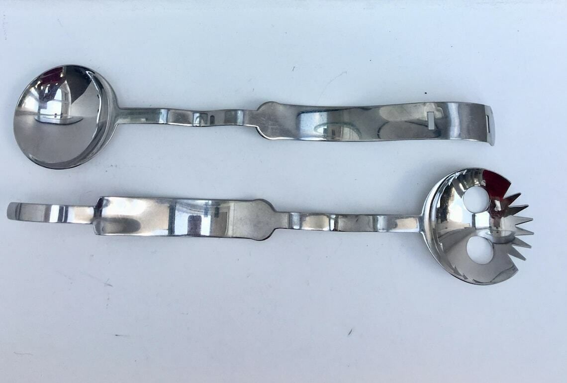 Cutlery Salad Servers Salad Serving Tongs Denmark 2 Pieces Designed By Menu Danish Design Pasta Server Stainless Steel Salad Set Spoon Fork. photo vintage