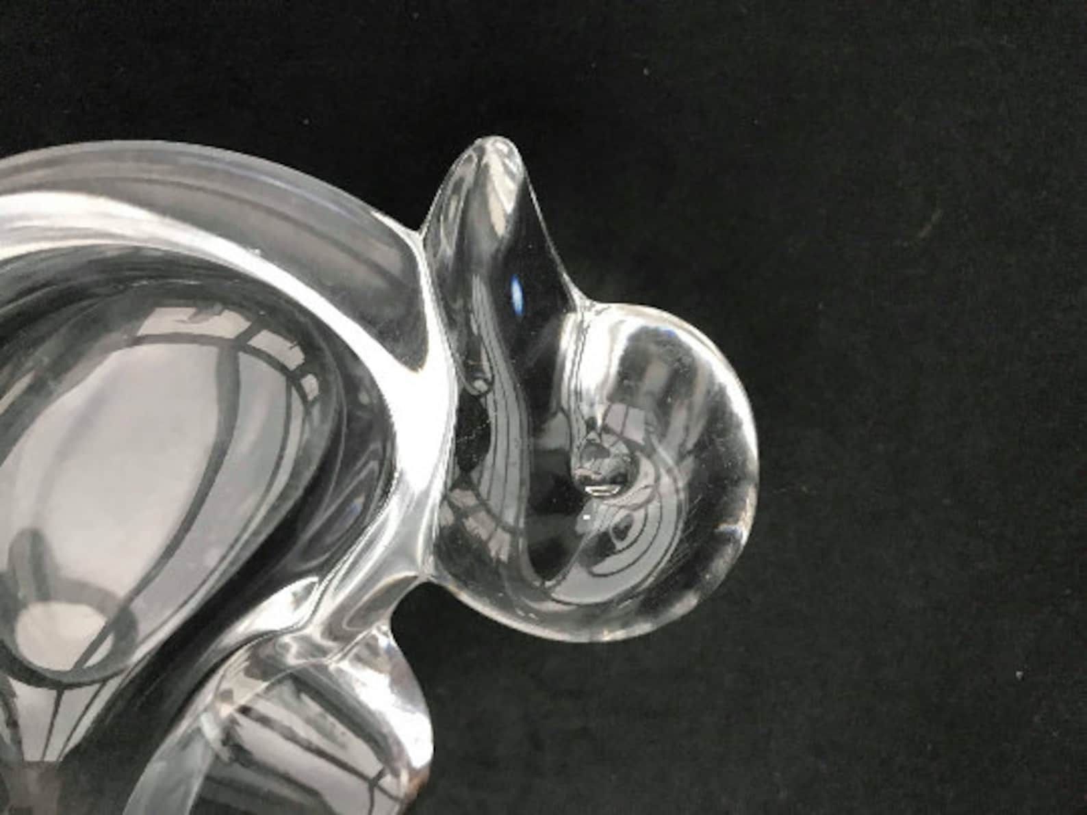 Ashtray Paperweight Bowl Duck Bird Shaped Heavy Crystal Cigar Ashtray By Art Vannes France Art Glass Dove Clear Gift For Her Wedding Gift photo vintage
