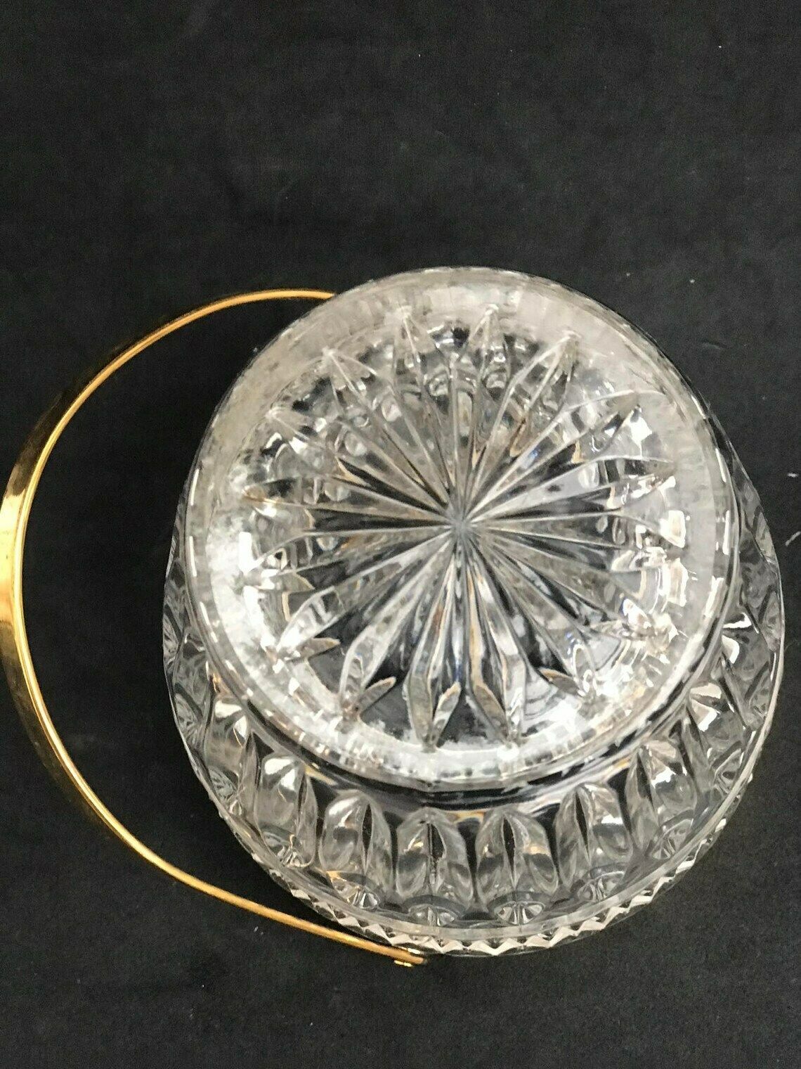 photo furniture Ijsemmer Van Zwaar Gegoten Glas – Frans, Met Vergulde Metalen Handgrepen – Mid Century Barware, Mixologie Accessoires, Barkast, Hollywood Regency, Man Cave, Cadeau