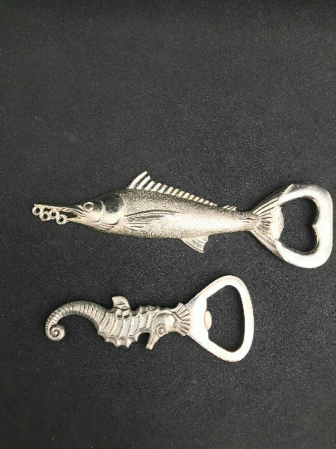 Bottle Opener Set Sturgeon And Seahorse Metal Fish Shaped Beer Opener Set Man Cave Decor Fisherman Gift Fathers Day Gift Bar Accessories 60s photo buy