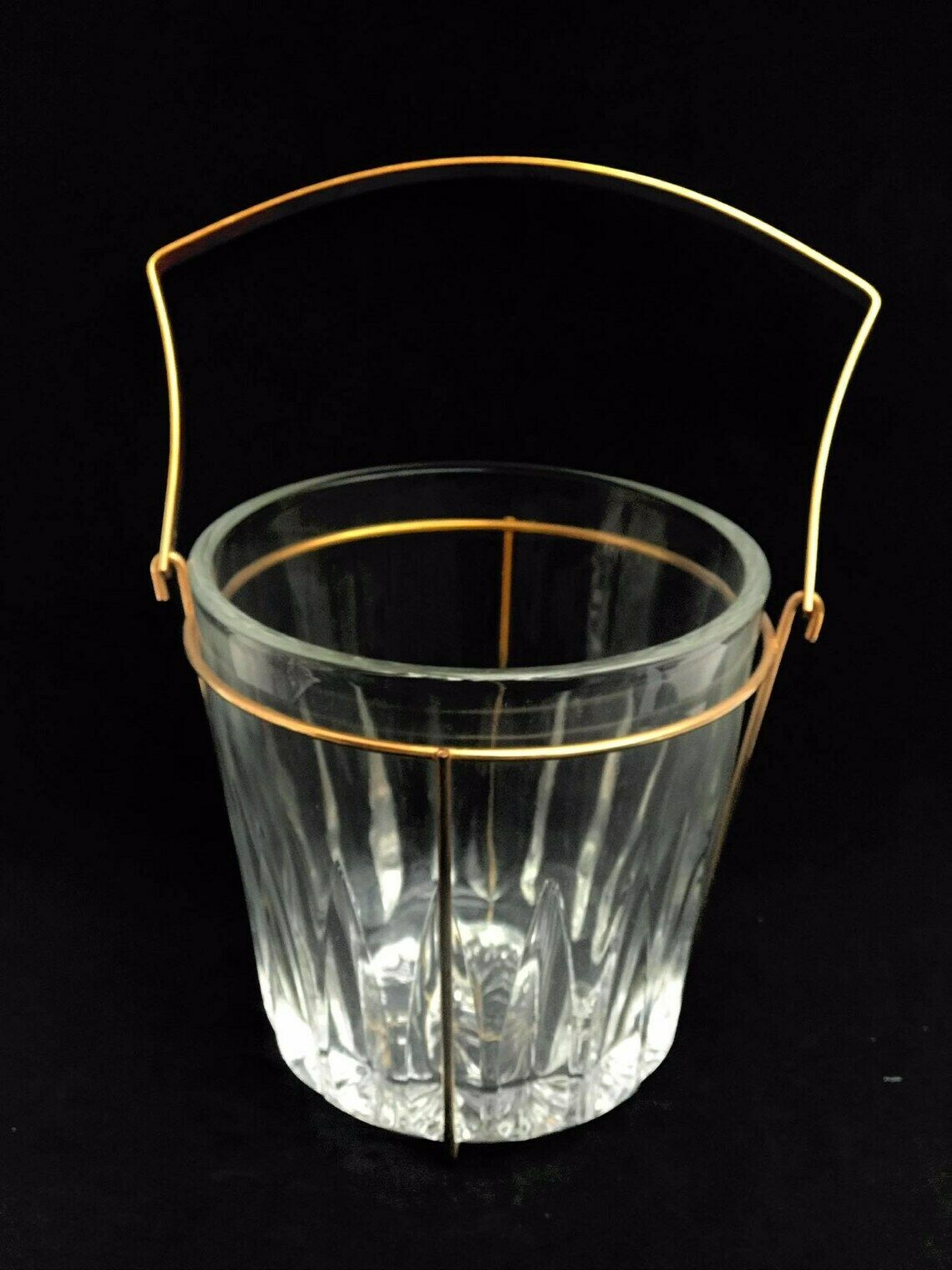 Ijsemmer Van Zwaar Gegoten Glas, Frans, Met Gouden Metalen Handgrepen – Mid Century Barware, Mixologie Accessoires, Barkast, Hollywood Regency, Man Cave, Cadeau photo furniture