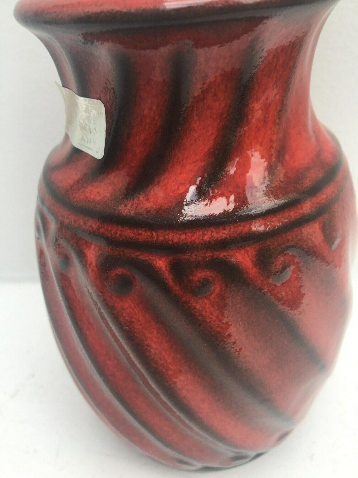 Red Fat Lava Vase, German Pottery, Red West Germany 1960s, West German Pottery, Fat Lava Era, 60s, Mid Century Modern Red Pottery Mcm photo 144.0