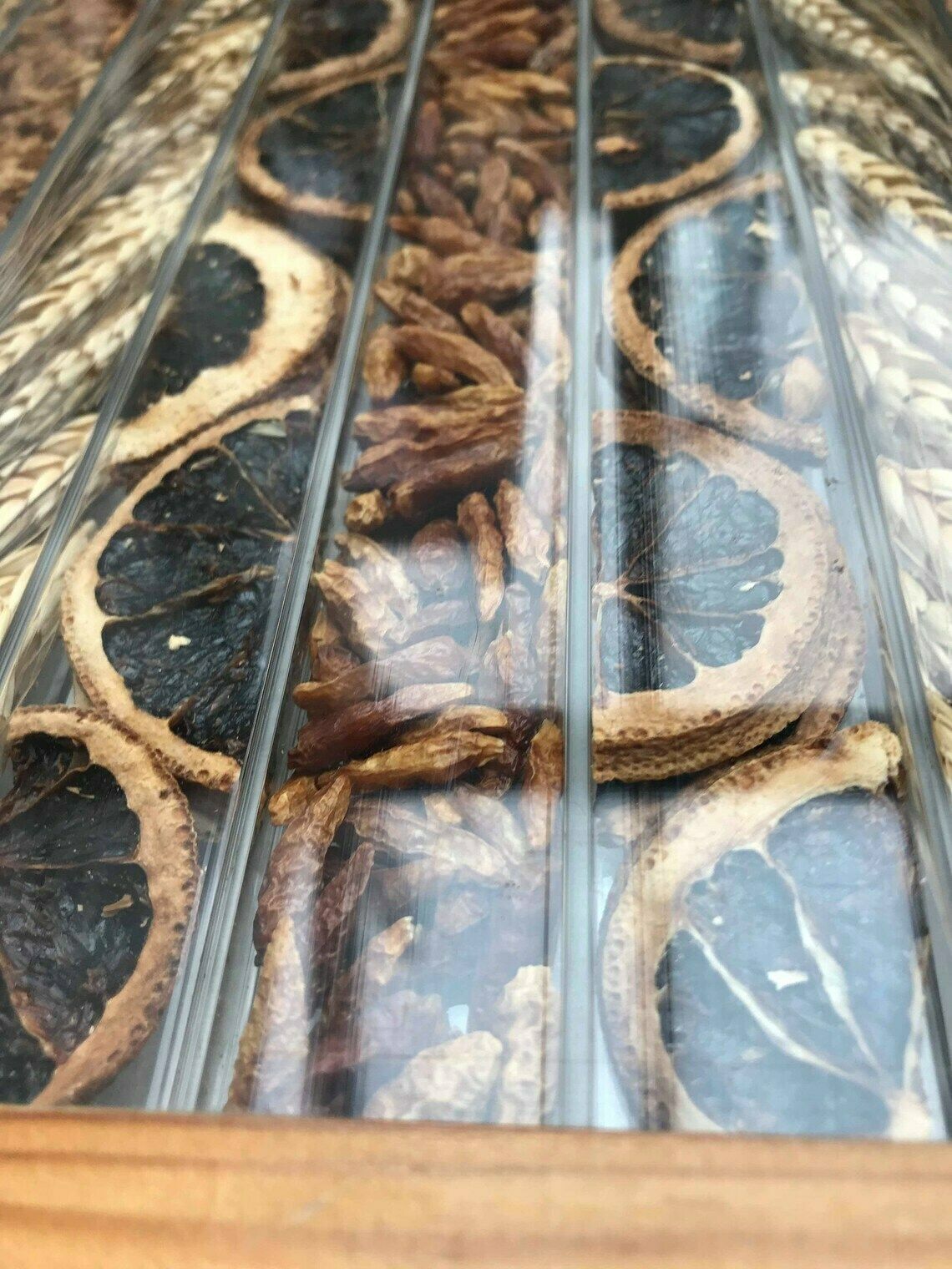 Dry Flower Grain Serving Tray Wooden And Acrylic Dried Flower Art Vintage 80s Boho Chic Decor Rustic Home photo 110.0