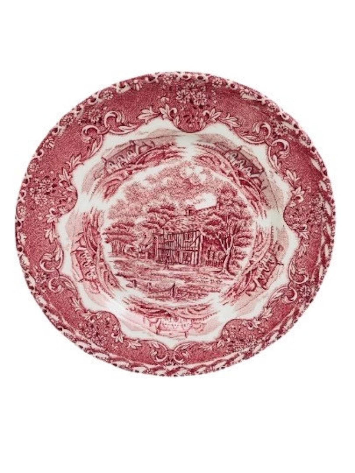 Red Transferware Vintage Grindley English Country Inns Side Plate Salad English Country