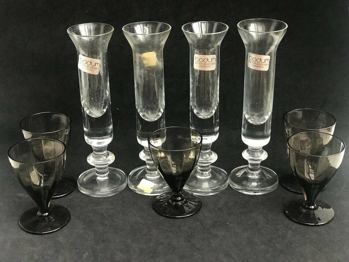 Vintage Schnapps Vodka Liqueur 4 Glasses Peter Bodum Design Scandinavian Art Glass Danish Design Bar Cart Styling Gift For Him Gift Friend photo 96.0