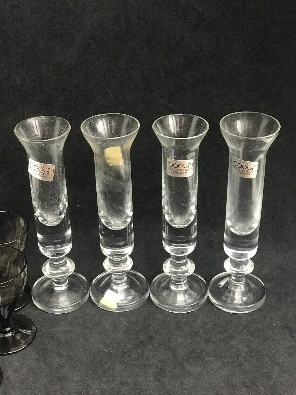 Vintage Schnapps Vodka Liqueur 4 Glasses Peter Bodum Design Scandinavian Art Glass Danish Design Bar Cart Styling Gift For Him Gift Friend photo buy