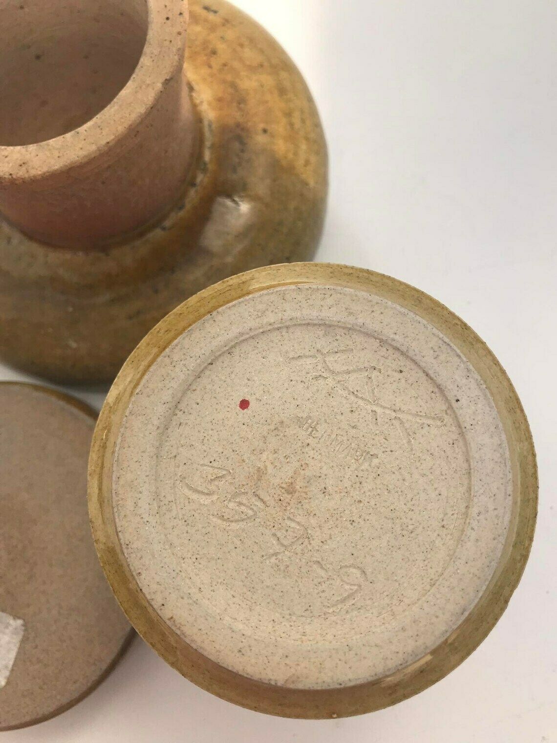 photo for sale Candle Holder Set Glaze Ceramic Danish Design Nils Kahler Ochre Kähler Candle Holder Tealight Votive 1970s Century Modern Minimalist Decor