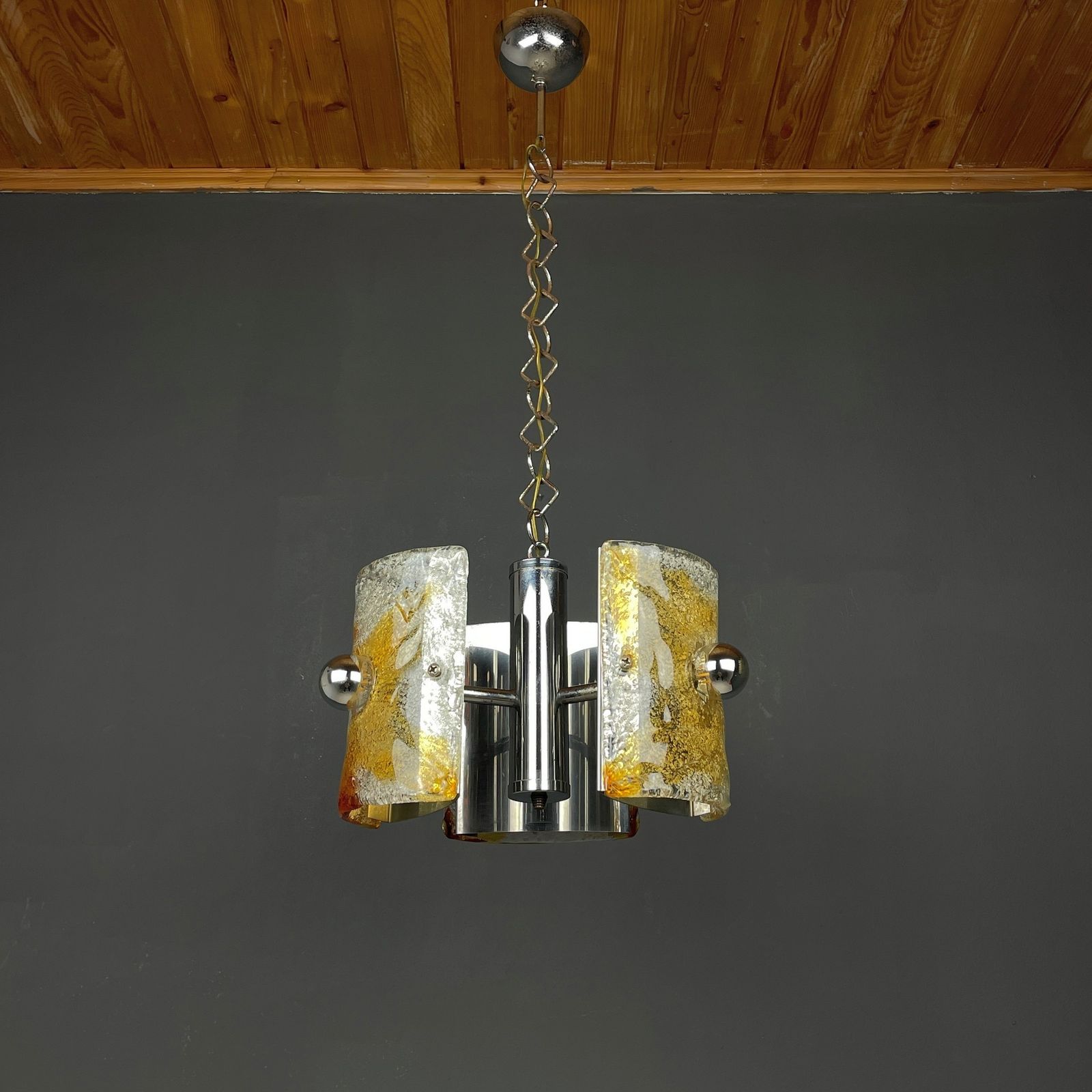 Mid Century Ice Murano Glass Chandelier By Av Mazzega Italy 1970s photo for sale