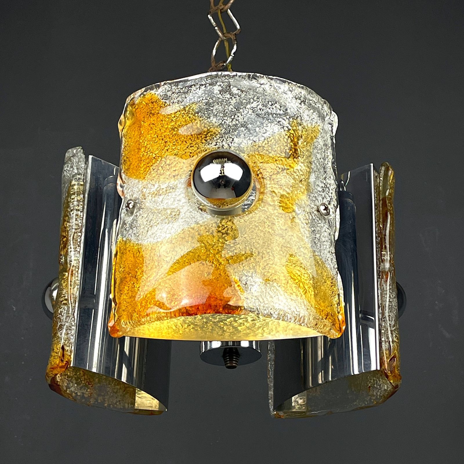 Mid Century Ice Murano Glass Chandelier By Av Mazzega Italy 1970s photo buy