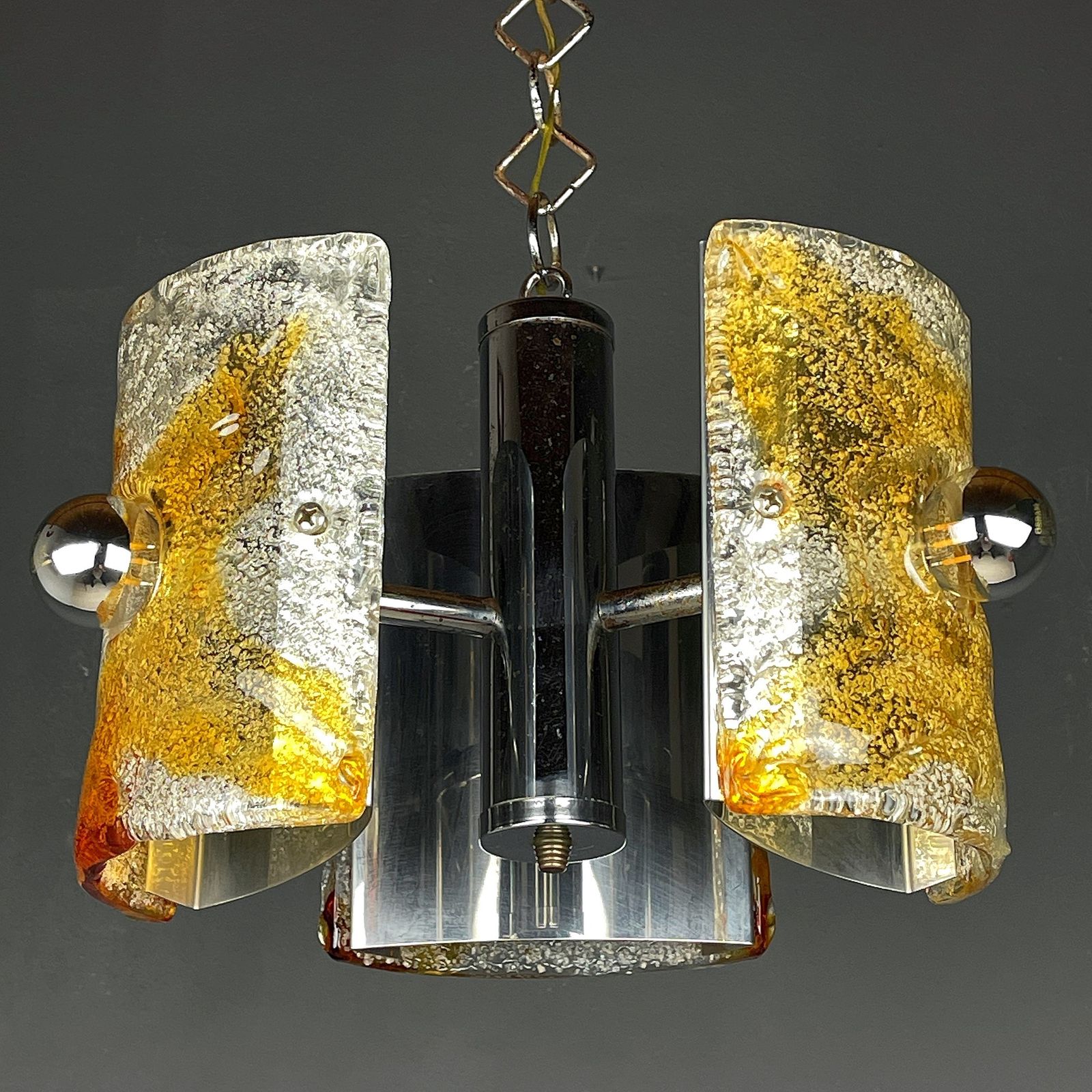Mid Century Ice Murano Glass Chandelier By Av Mazzega Italy 1970s photo vintage
