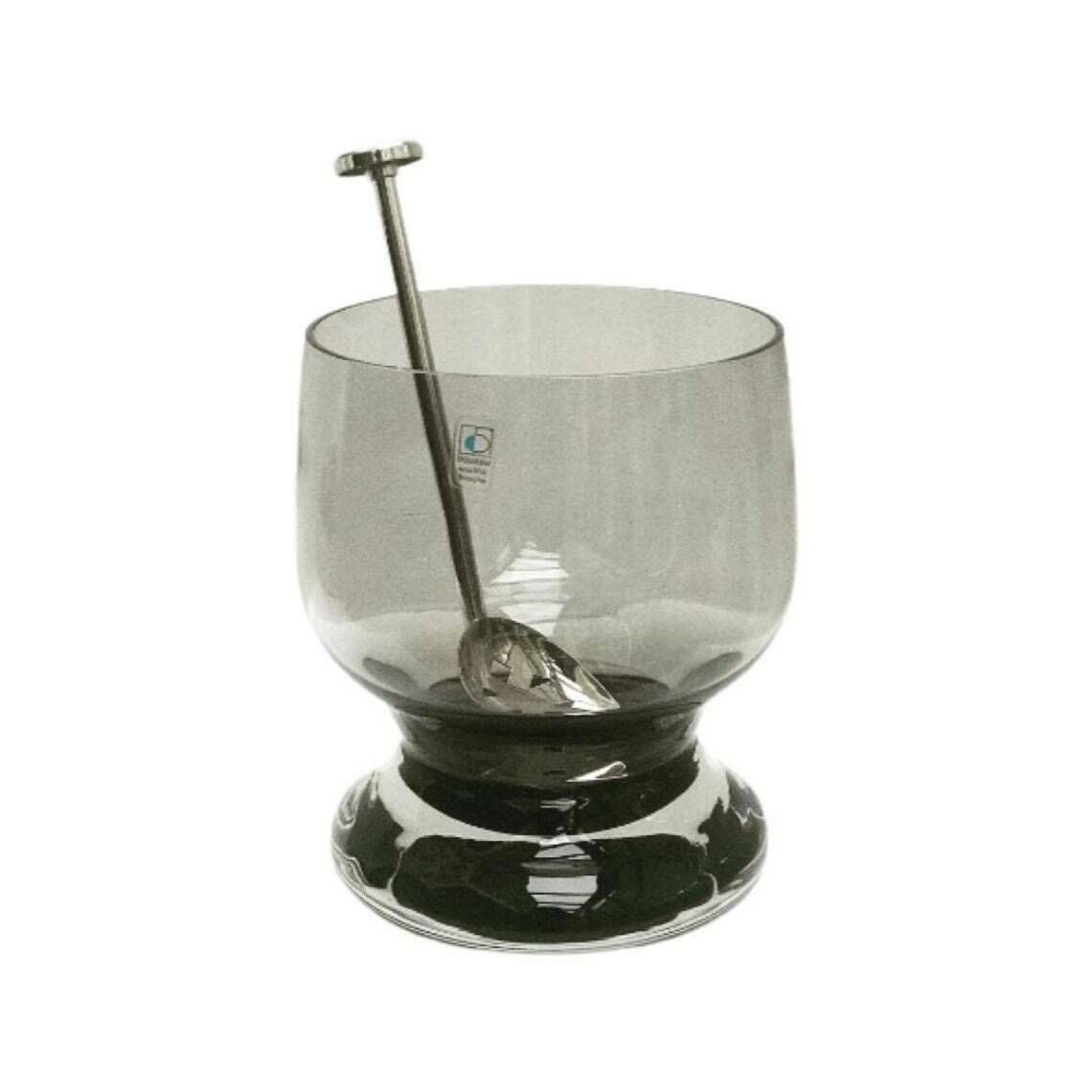 Ice Bucket Vintage Heavy Mouth Blown Crystal Smoked Glass Bar Accessories, Mid Century Modern Vintage Bar, Cocktails Gift Him Wedding Gift