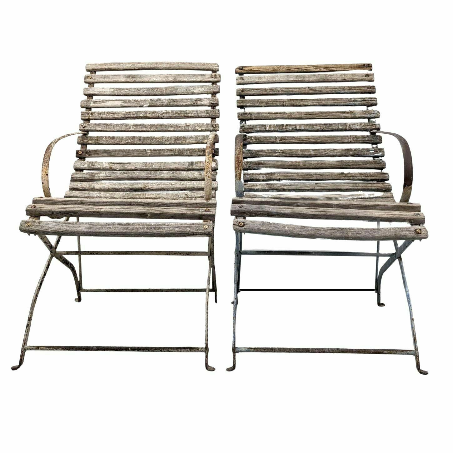 Pair Of Armchairs From Arras Wrought Iron And Wood photo Garden Furniture