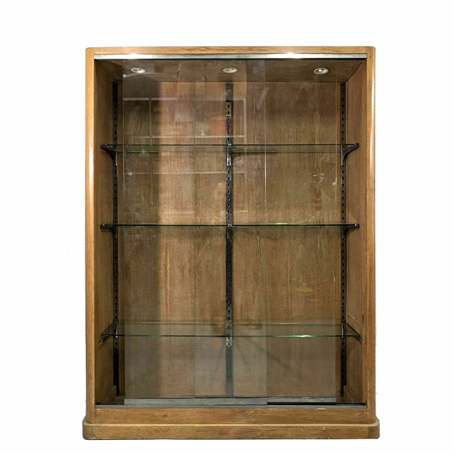 Showcase With Sliding Door In Oak, 1930s