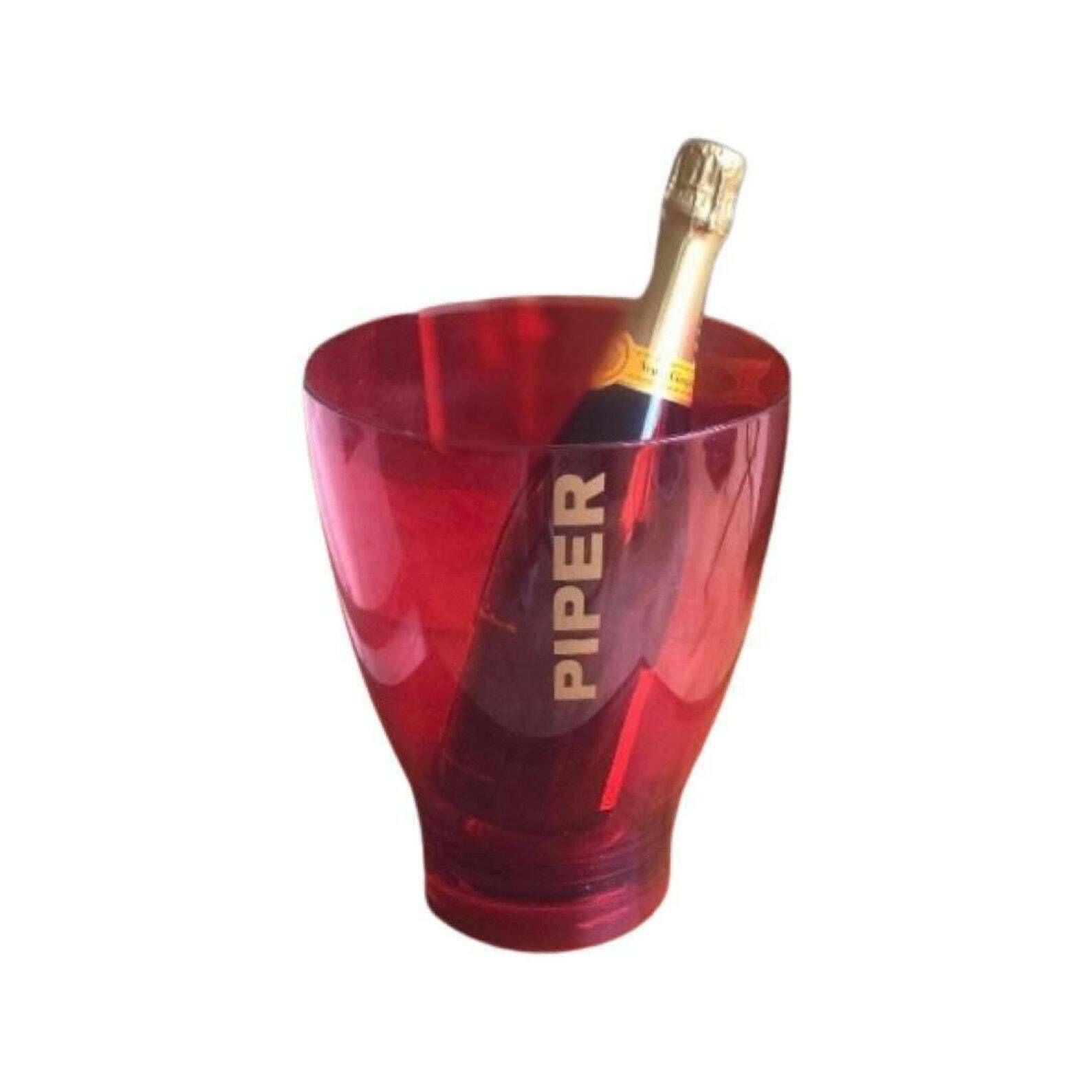 Champagne Bucket Red Acrylic Plastic Piper Heidsieck French Wine Cooler Garden Party Bucket Gift Hostess Picnic Outdoors Gift For Friend