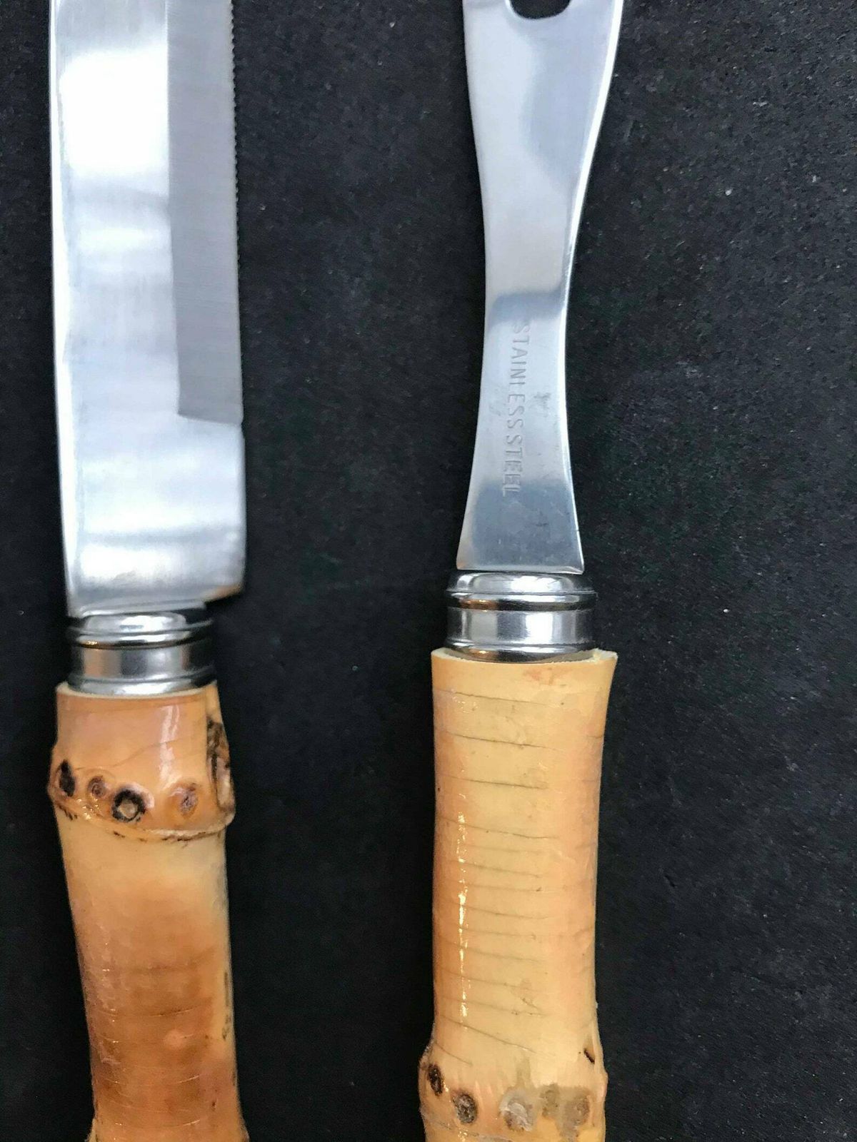 Bamboo Cutlery Set Carving Knife Fork Boho Chic Bohemian Tiki Folk Country Food Photography Prop Nature Tikki Decor Nature Gift For Her photo for sale