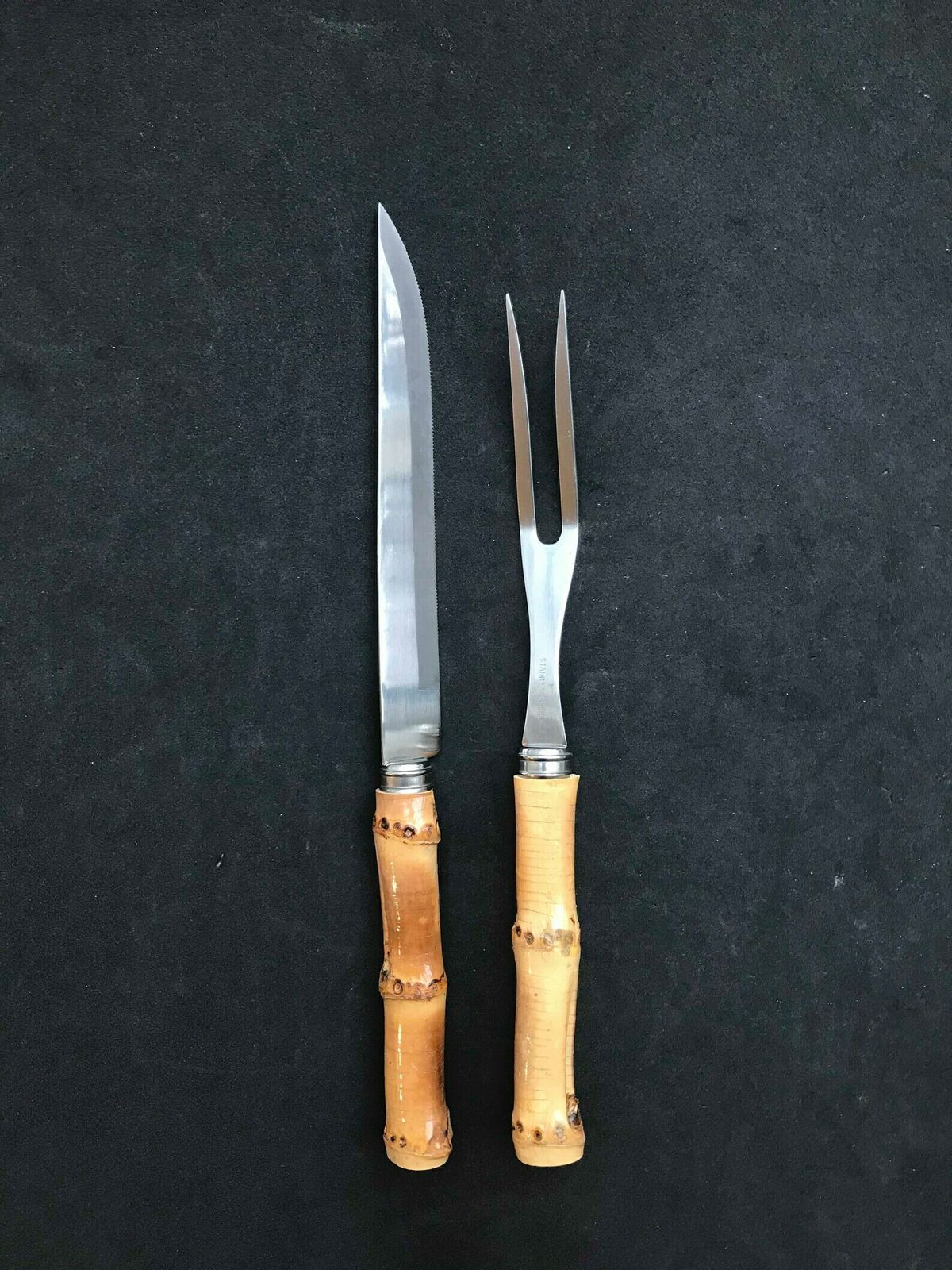 Bamboo Cutlery Set Carving Knife Fork Boho Chic Bohemian Tiki Folk Country Food Photography Prop Nature Tikki Decor Nature Gift For Her photo 87.0