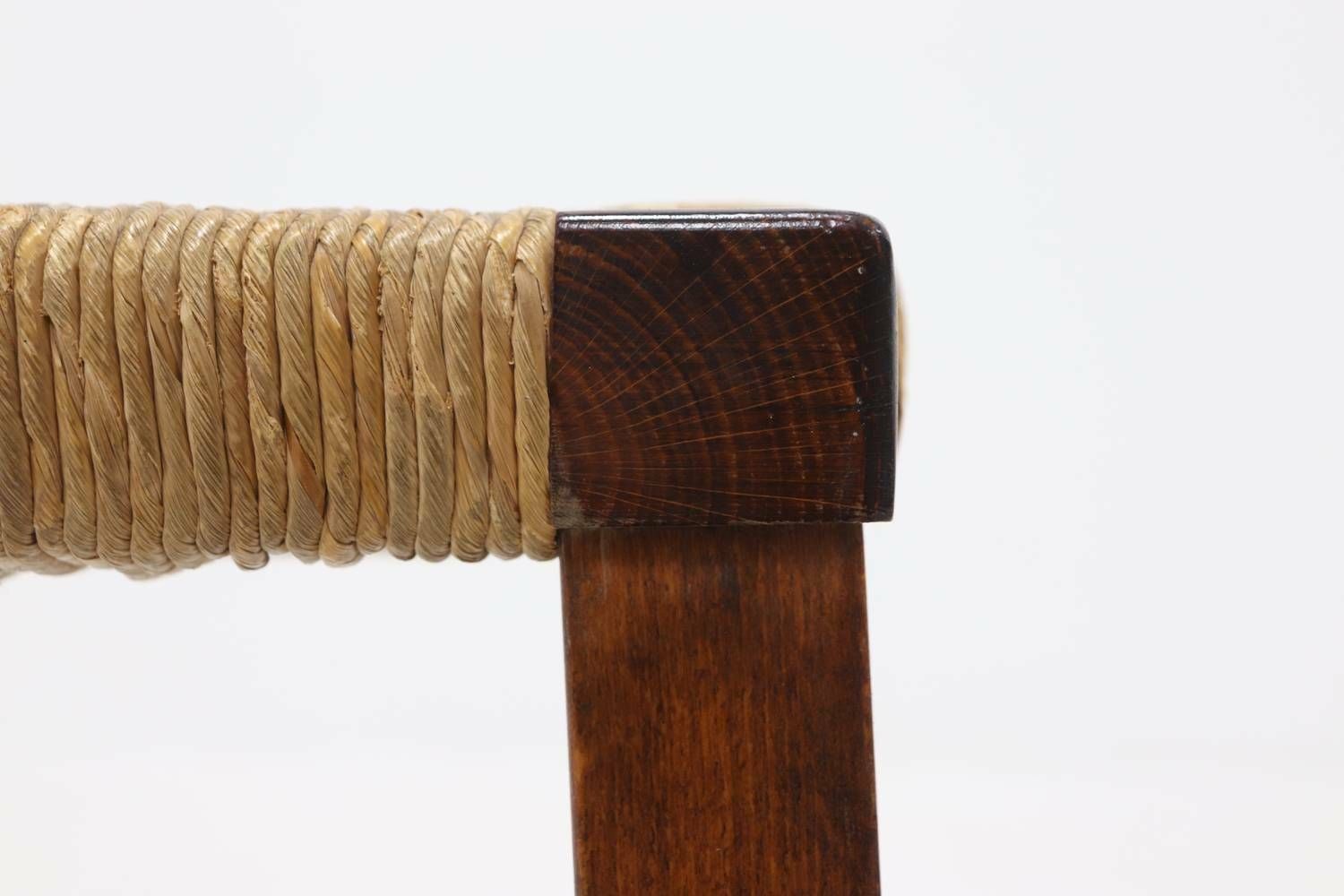 photo furniture Oak And Rush Stool In Style Of Charlotte Perriand 1960s