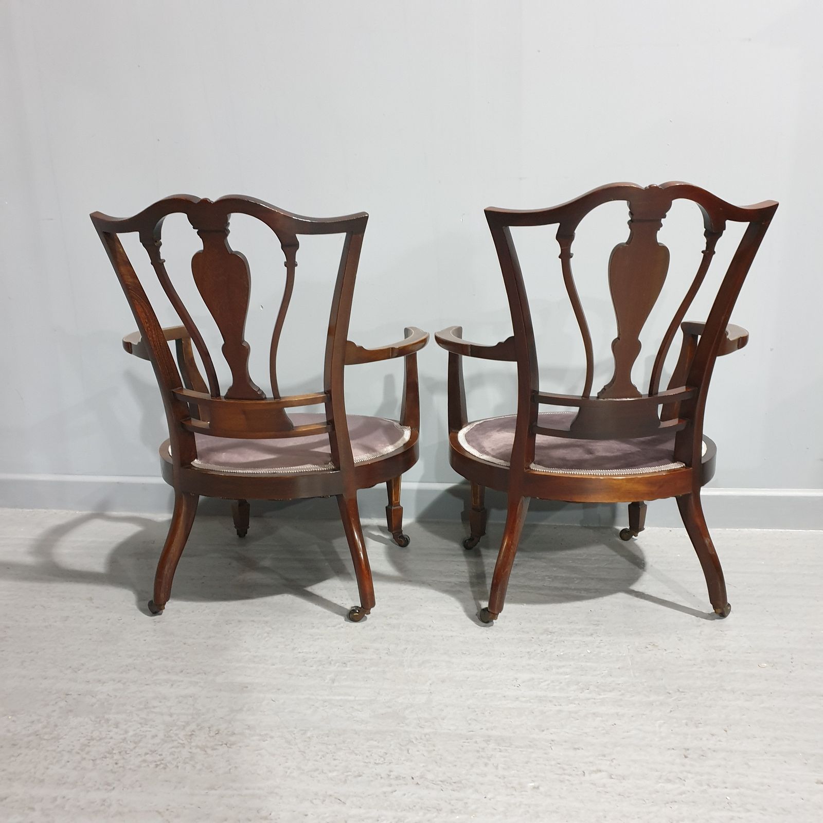 Lovely Pair Inlaid Mahogany Tub Chairs photo Furniture