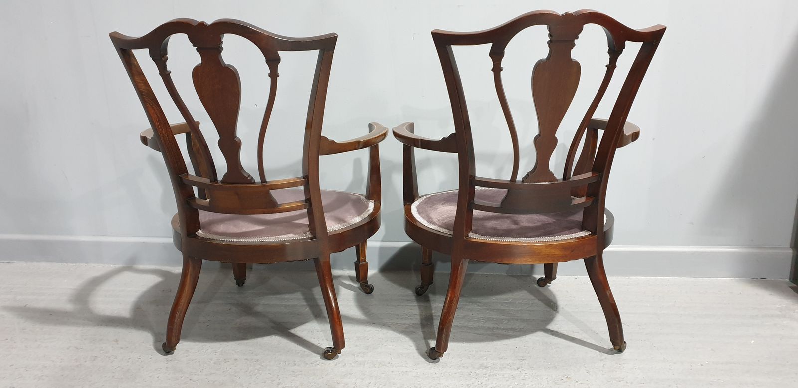 photo furniture Lovely Pair Inlaid Mahogany Tub Chairs