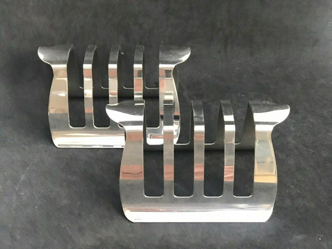 2 Toast Rack Holder For 8 Slices Silver Plated Breakfast Wedding Gift Hostess Gift Epns English Breakfast Set photo vinterior