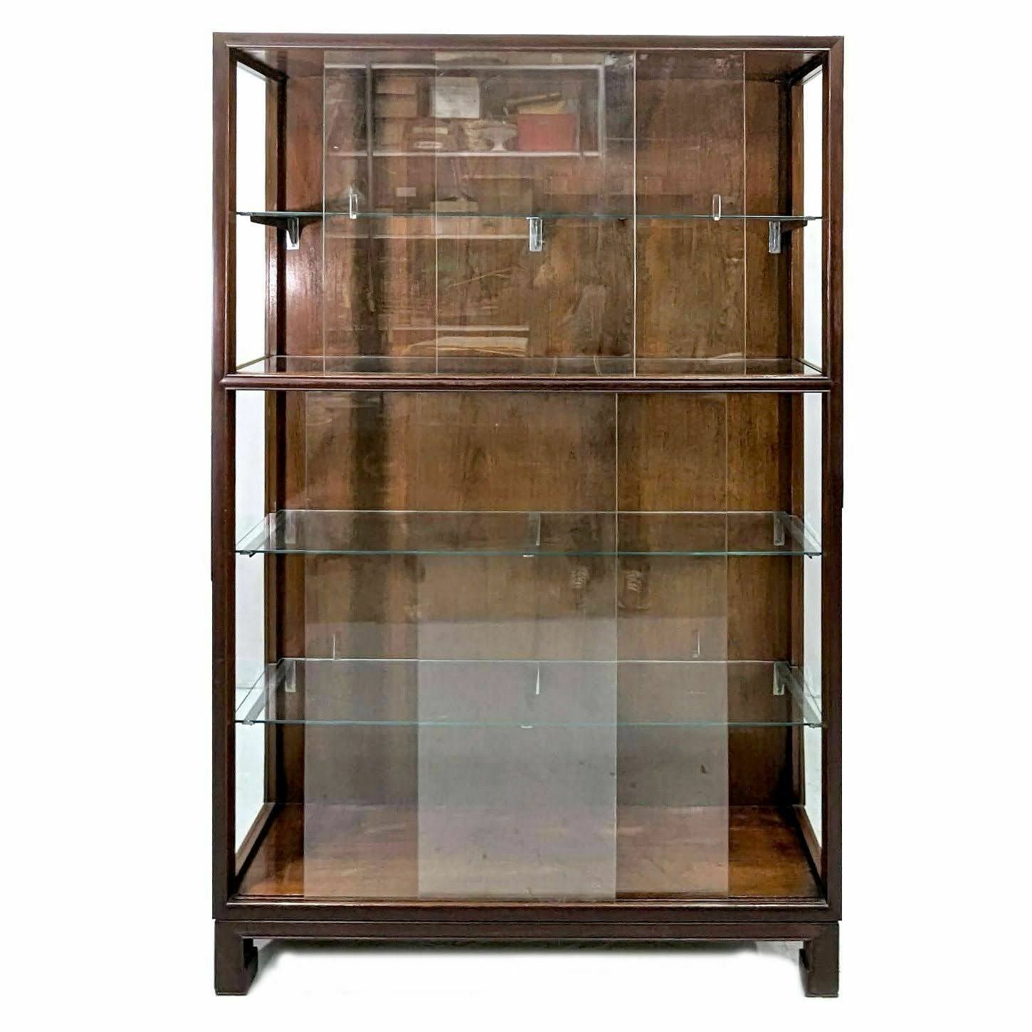 Asian Store Showcase With Sliding Door In Exotic Wood, 1930s photo for sale