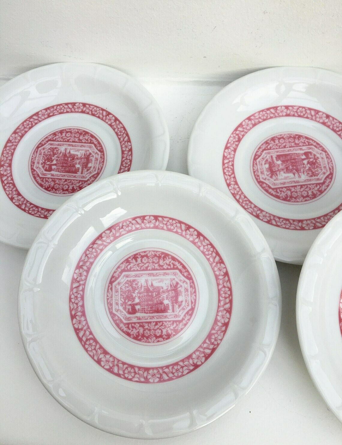 Heinrich Germany Rudesheim Coffe Saucers Only 6 Red White Germany Heinrich Irish Coffee Cup Saucers For Goblet Rudesheimer China Replacement photo buy