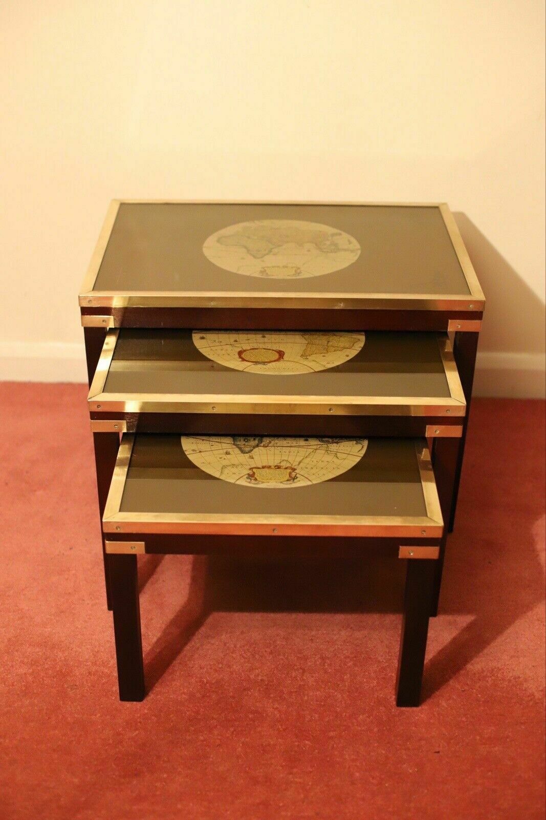 Beautiful Brass Bound Military Campaign Nesting Tables photo furniture