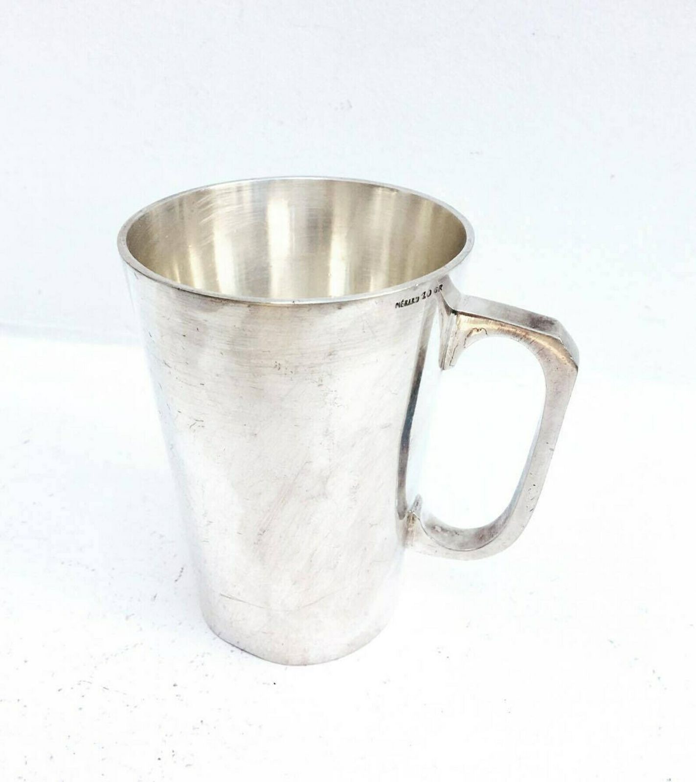 Mok Verzilverd Art Deco Beker Metalen Mok, Warme Chocolademelk Mok, Chocoladebeker, Zilveren Beker, Zilveren Mok, Art Deco Ontbijt, België Door Pierard photo furniture