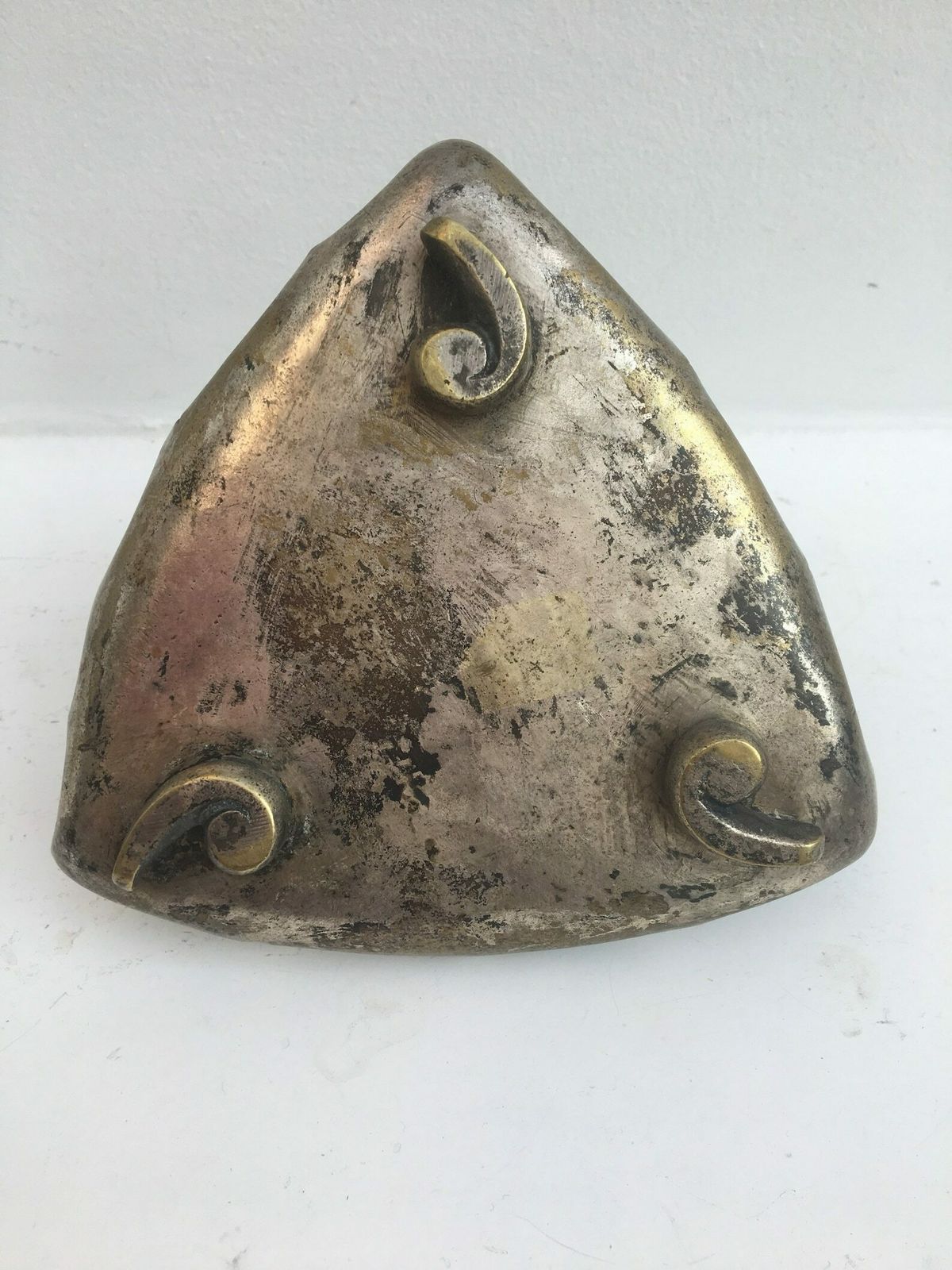 Antique Smoking Set ,Matches Box Holder In Bronze Hammered On Its Cup, Decorated With Magnificent Figures Of Flamenco And A Fish In Relief photo vintage