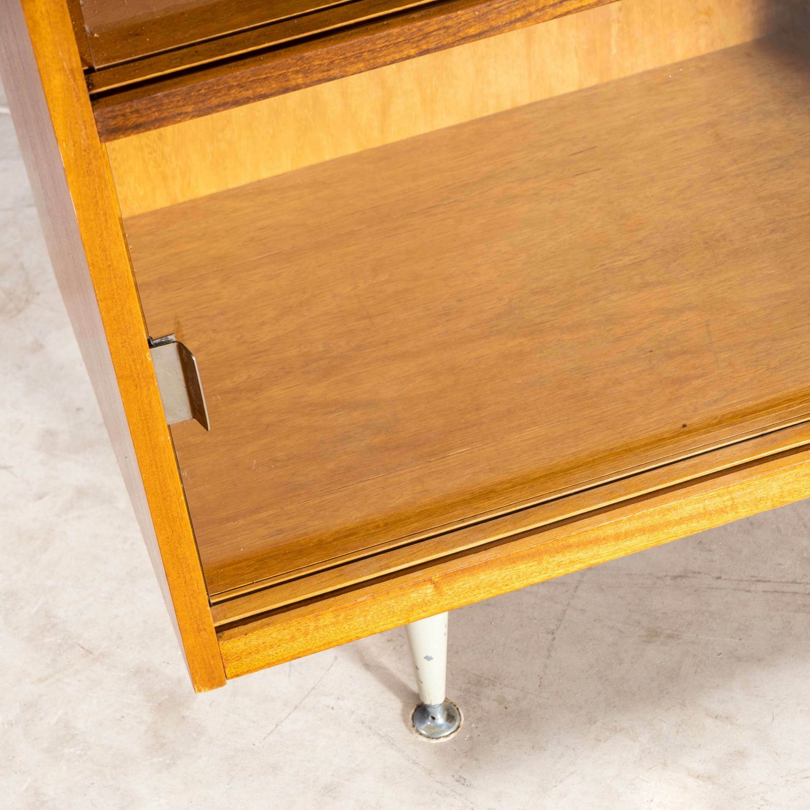 Furniture 1960’s Large Mid Century Glass Fronted Shelved Cabinet photo