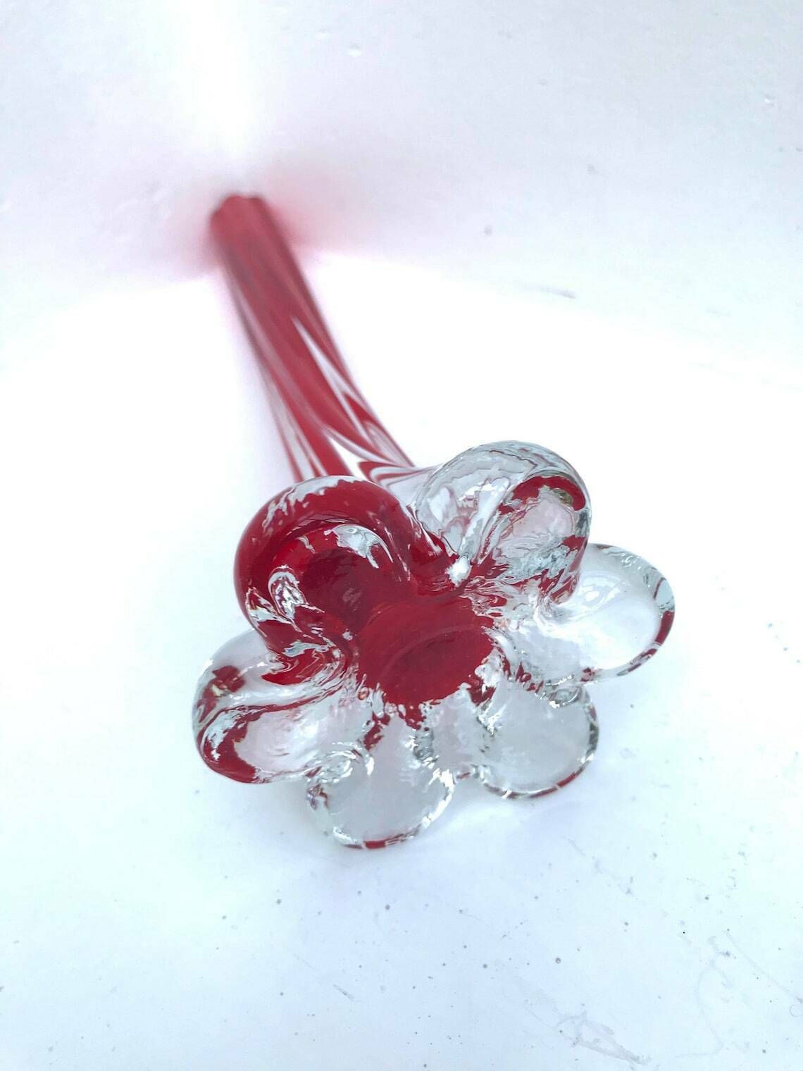 Glass Twist Bud Vase Red Modern Mid Century Tall Stretch Vase, Twisted Stem Green Glass Statement Vase Art Glass Tube Style Soliflor Gift photo 124.0