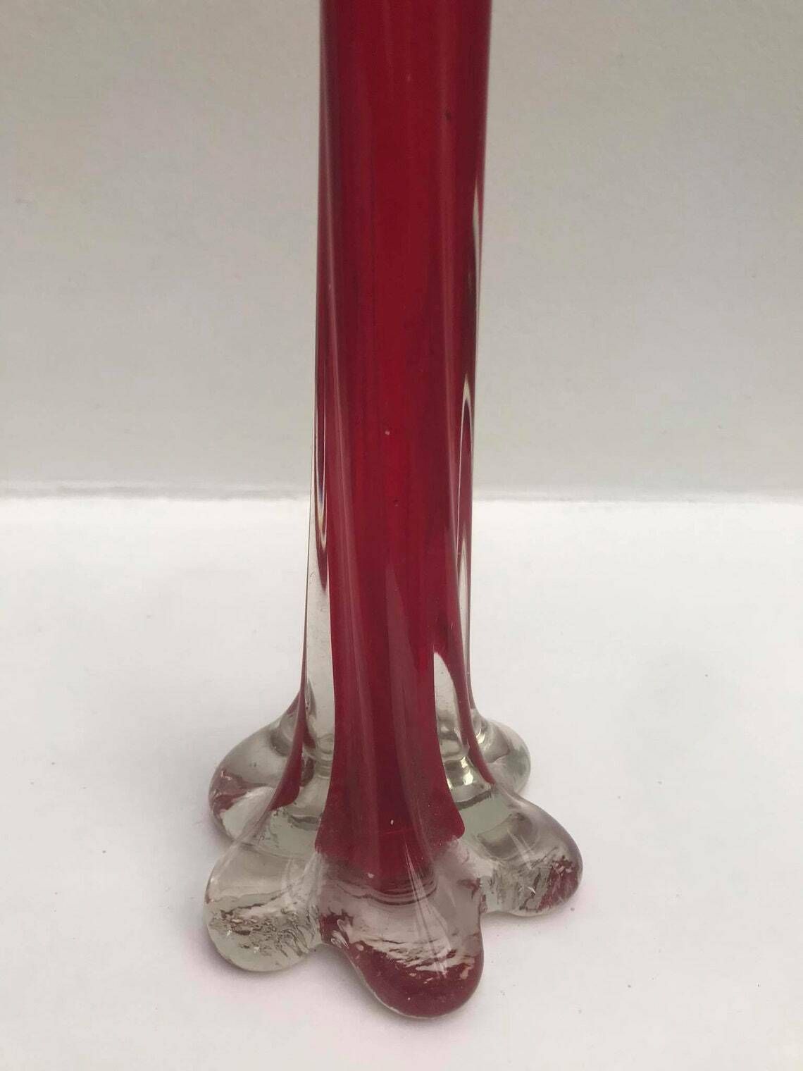 Glazen Vaas Met Gedraaide Steel – Rood, Hoog Model, Mid Century Stijl | Gedraaide Steel, Buisvorm, Soliflor, Kunstglas photo 131.0
